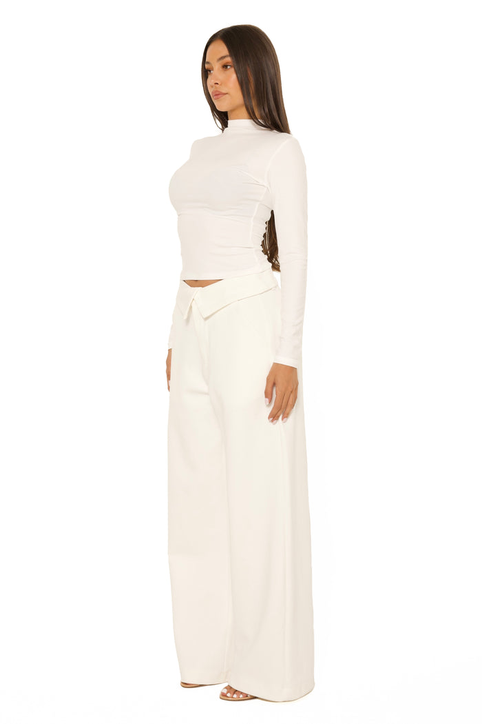 Fold Over Jogging Pantalon Cream