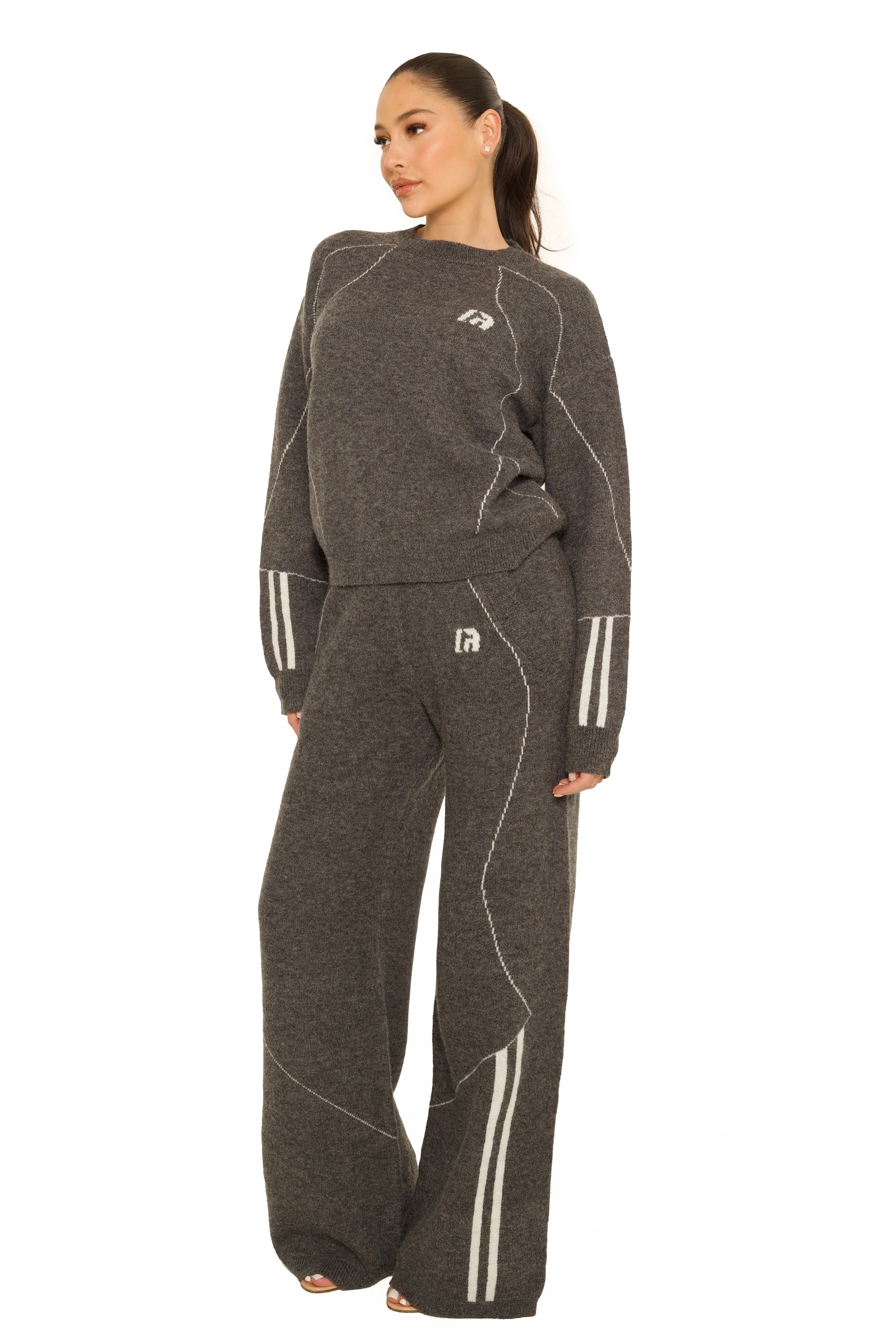 Knitted Sporty Sweatsuit Grey