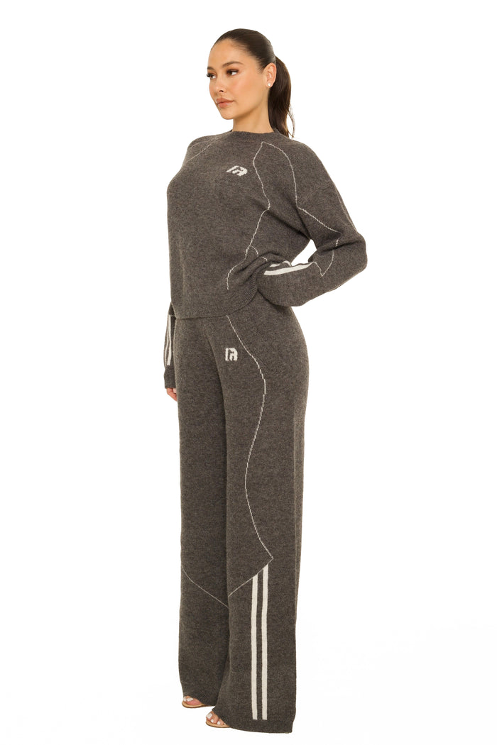 Knitted Sporty Sweatsuit Grey