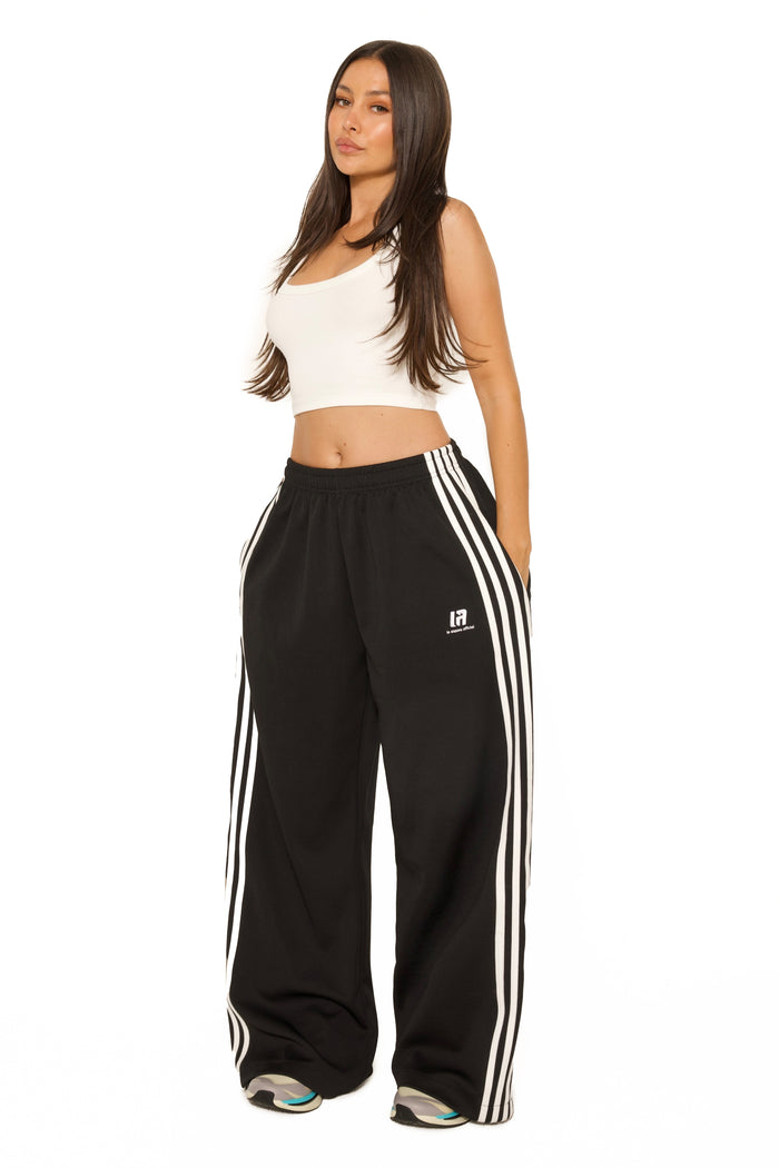 LA Official Oversized Multi Striped Pants Black