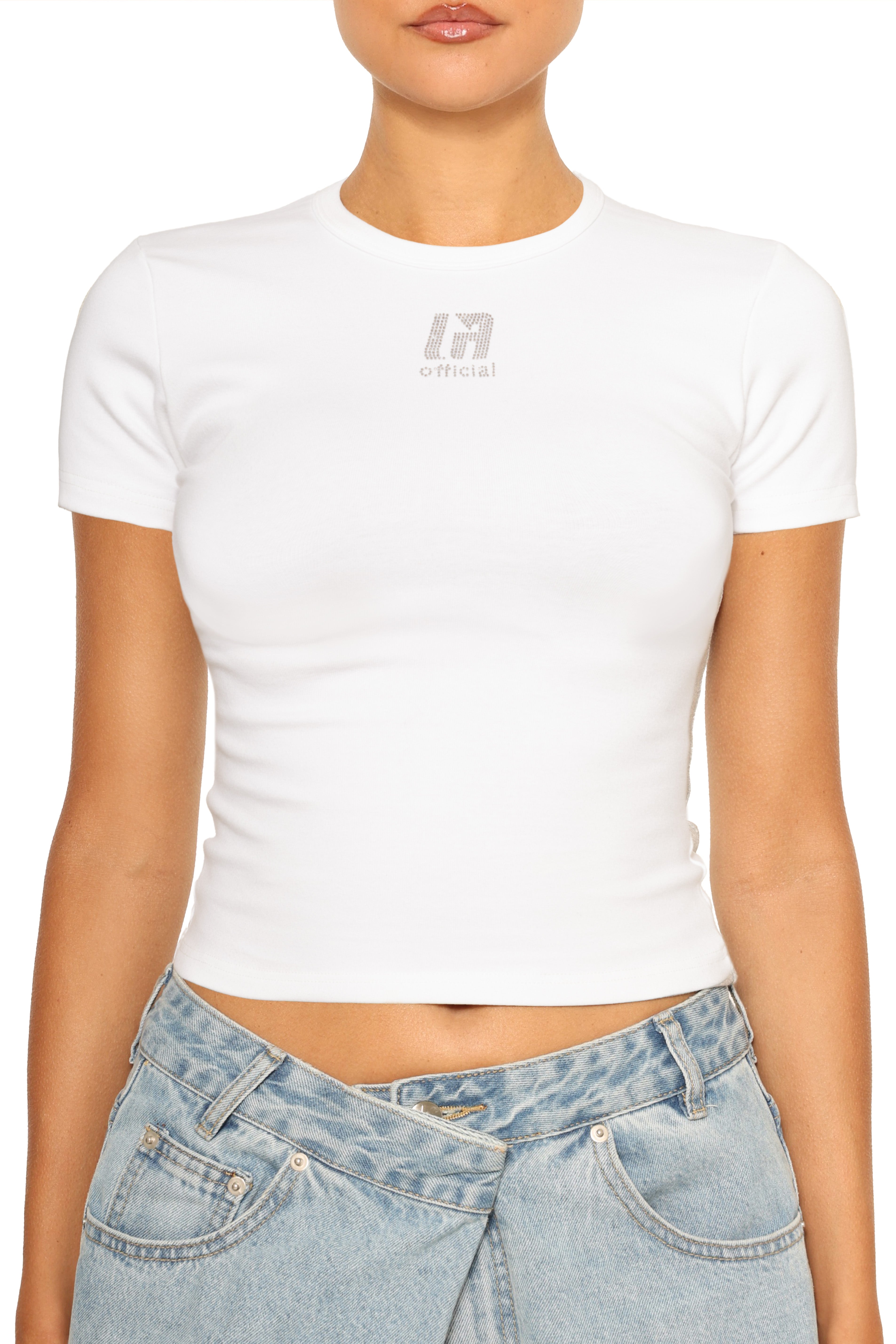 LA Official Rhinestone Top White