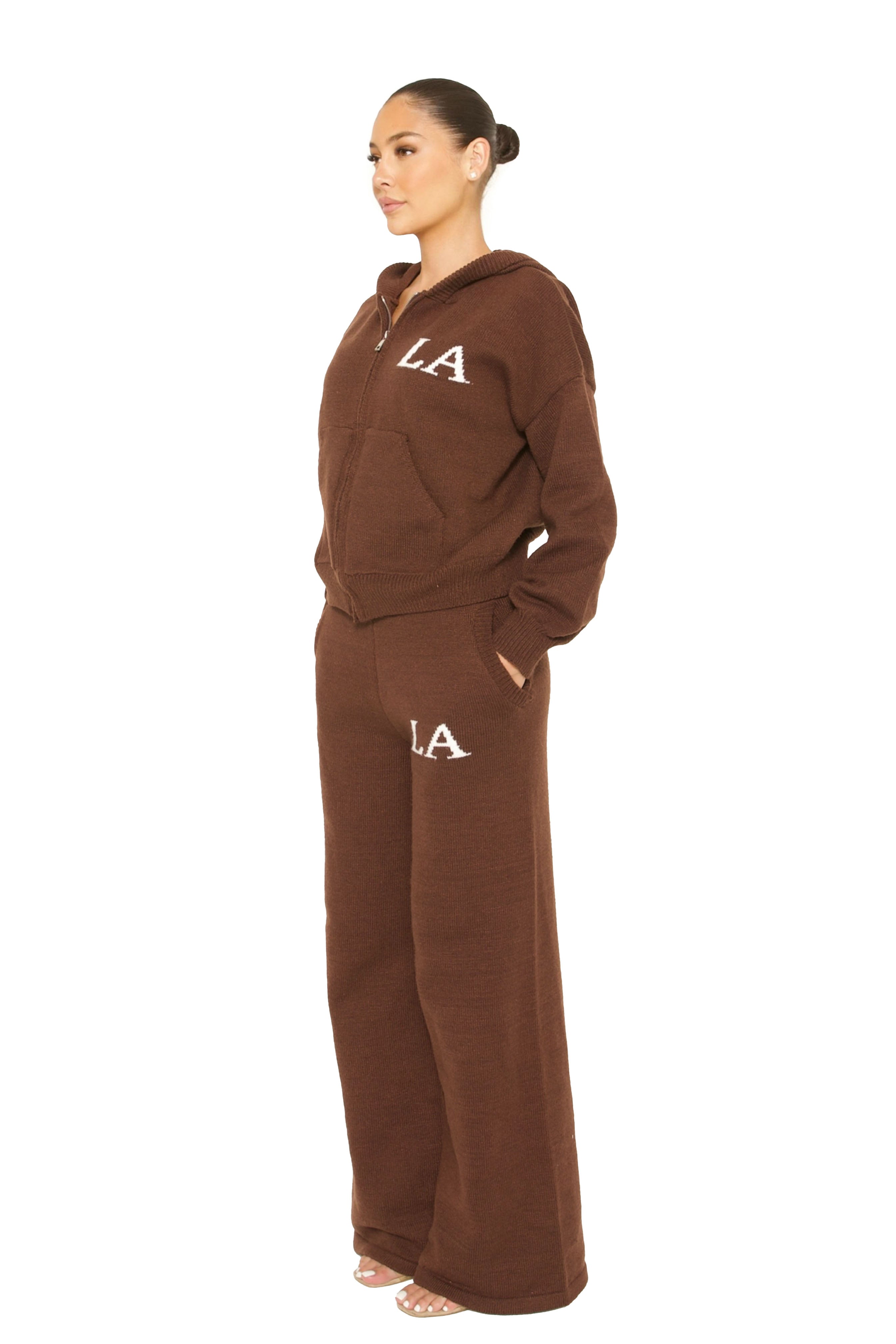 Knitted LA Tracksuit Brown