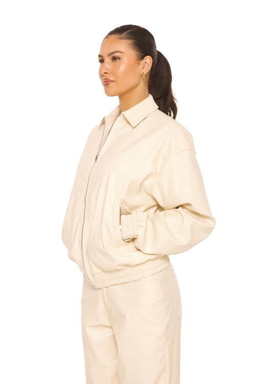 Leather Woven Bomberjacket Cream