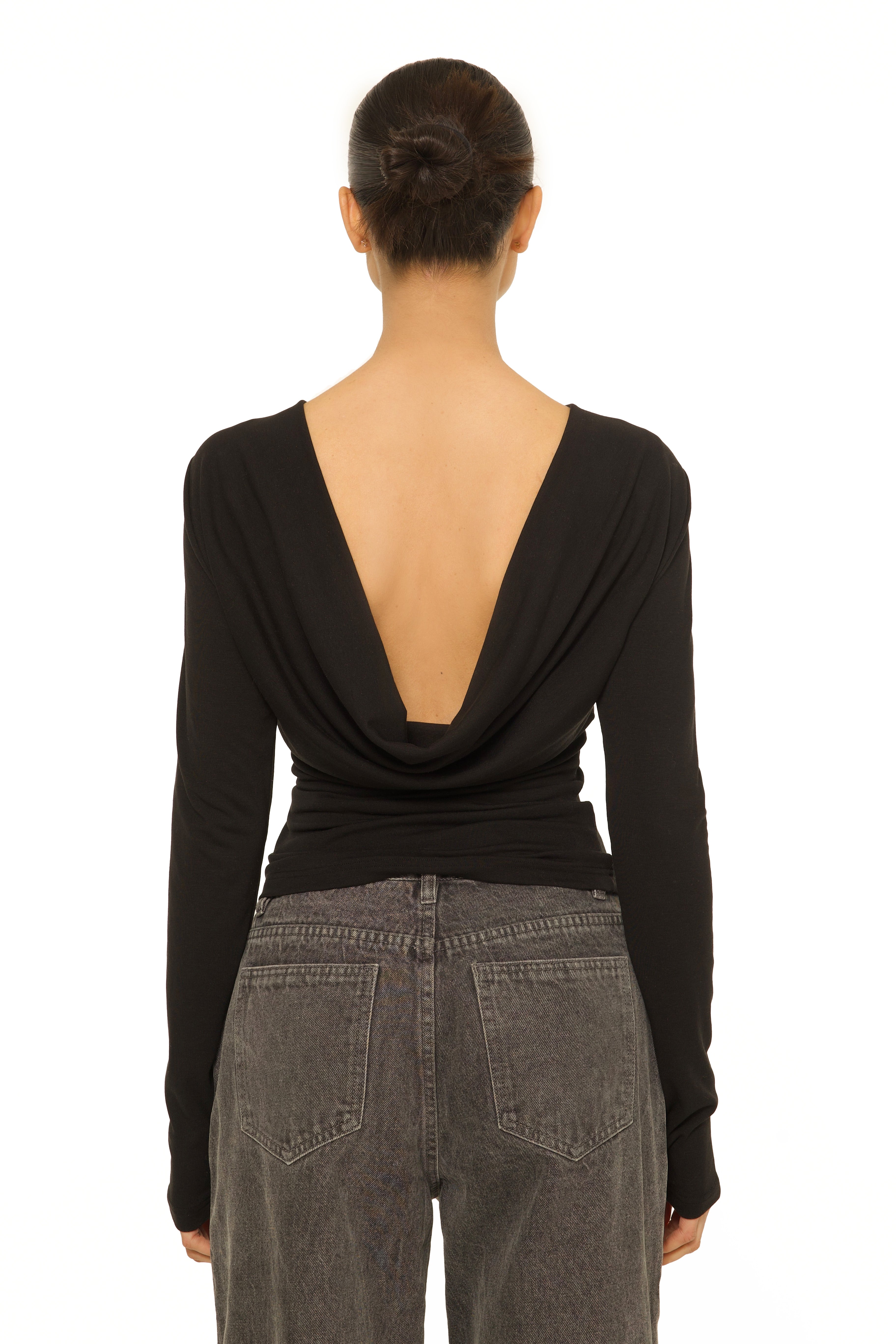 Long Sleeve Open Back Top