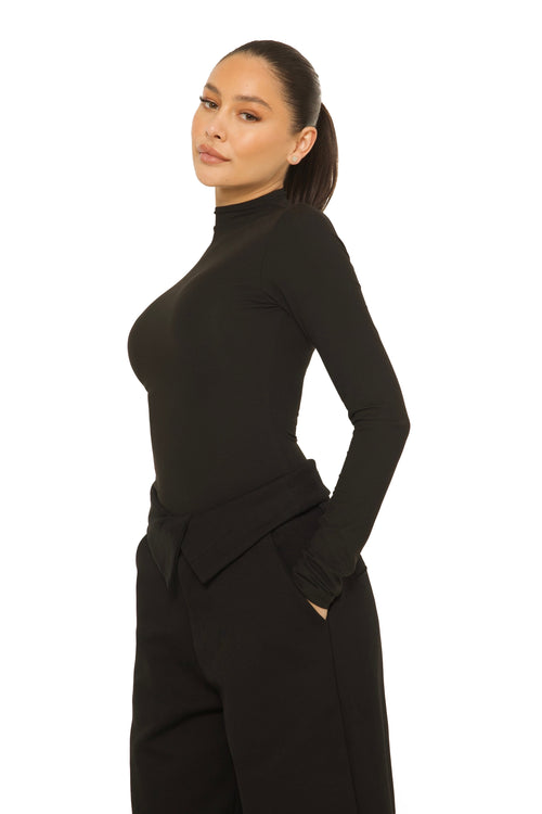 Long Sleeve Turtle Neck Top Black