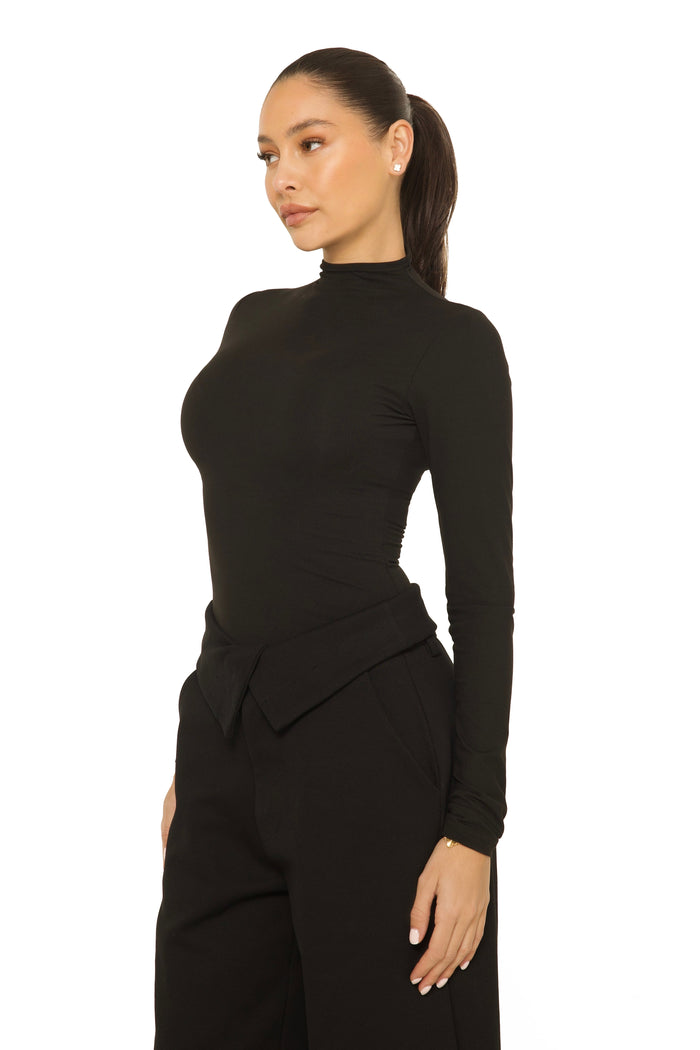 Long Sleeve Turtle Neck Top Black