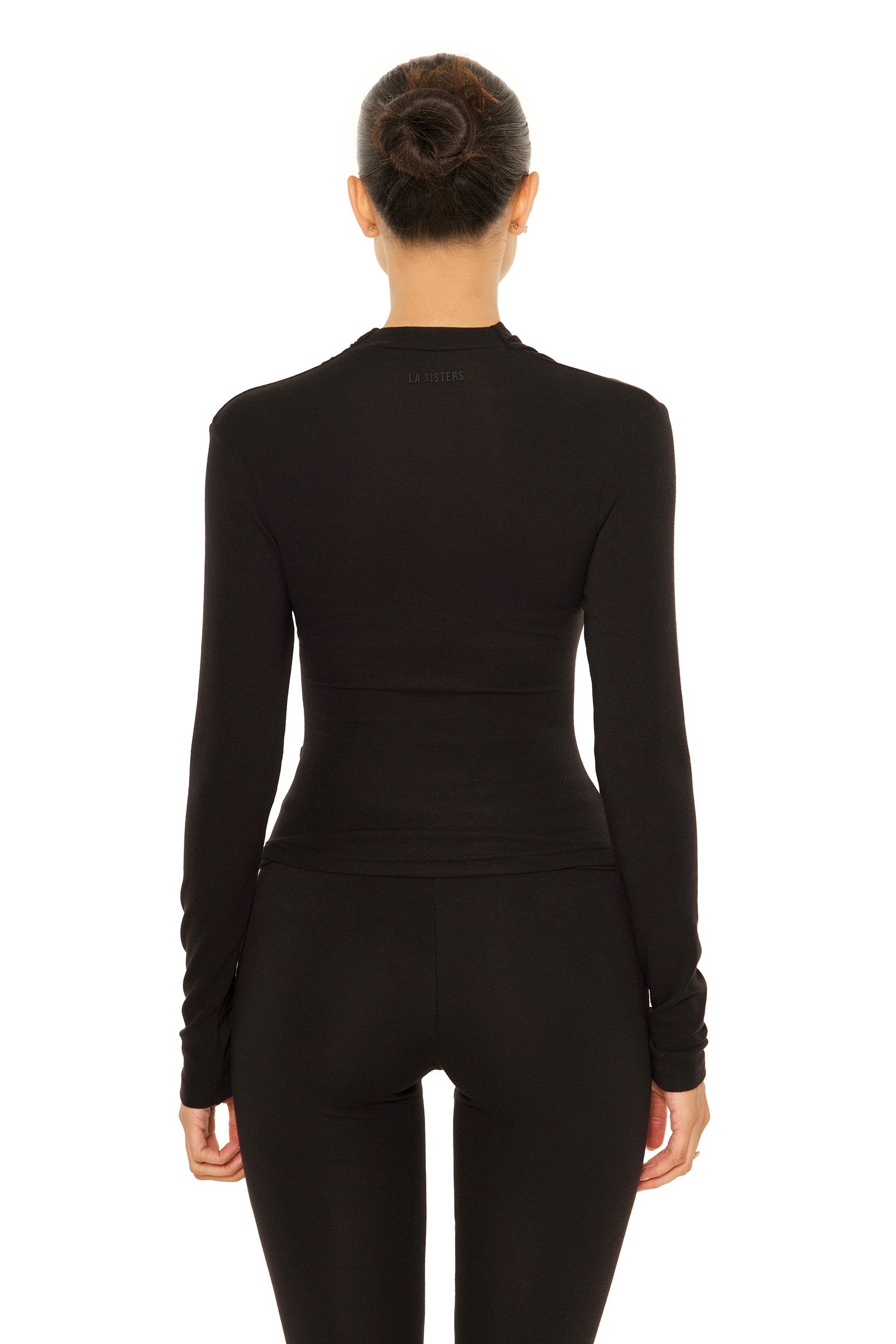 Long Sleeve Wrap Lounge Top Black