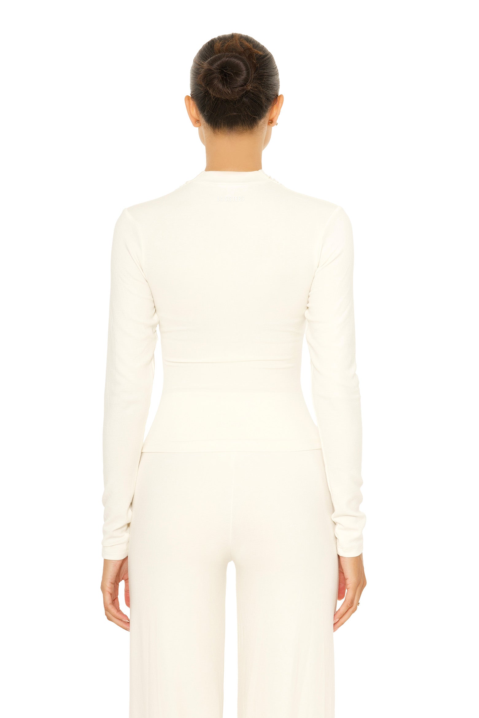 Long Sleeve Wrap Lounge Top Cream