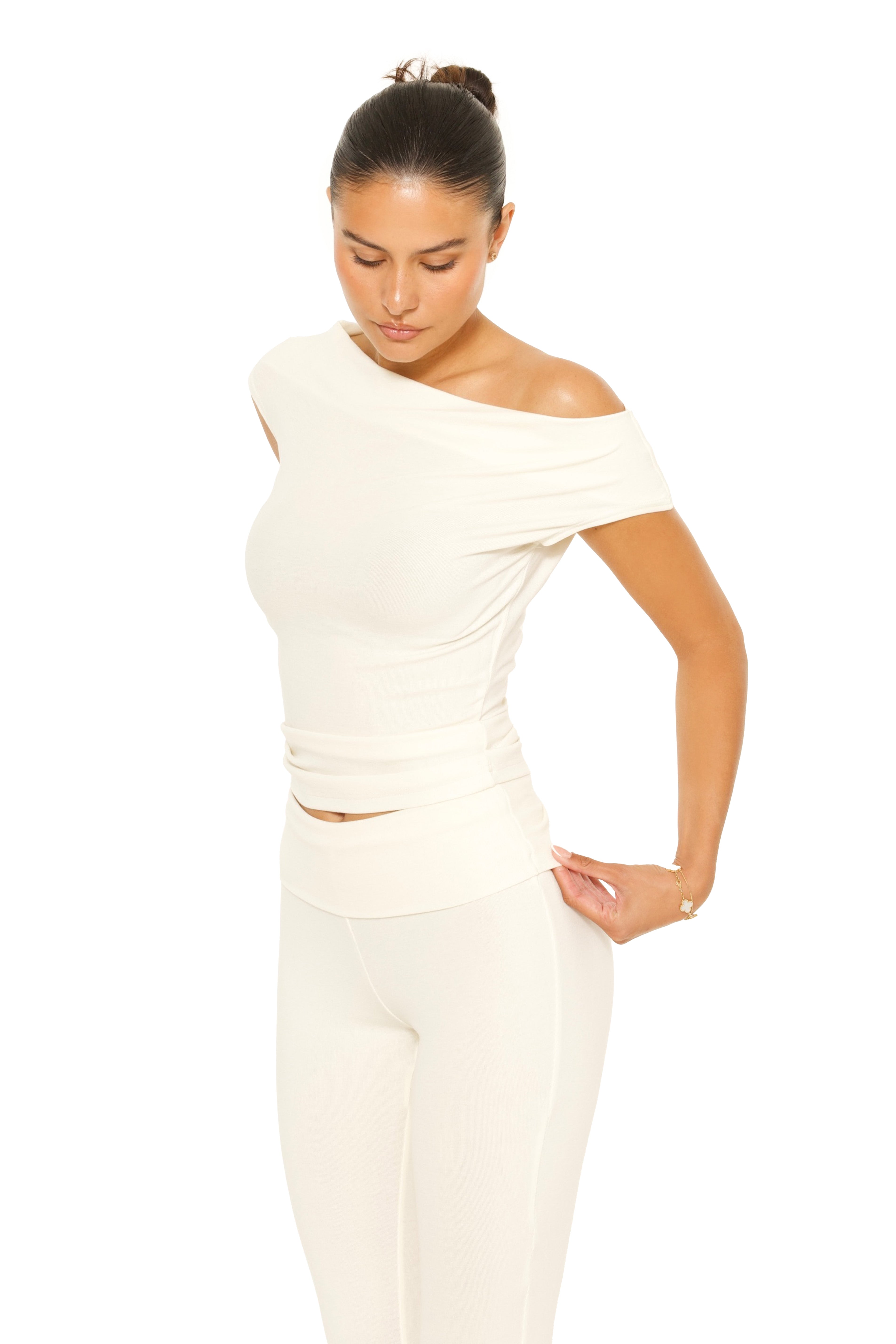 Off Shoulder Lounge Top Cream