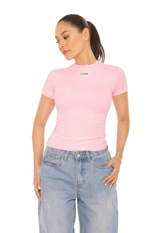 Short Sleeve Essential Top Pink – LA Sisters