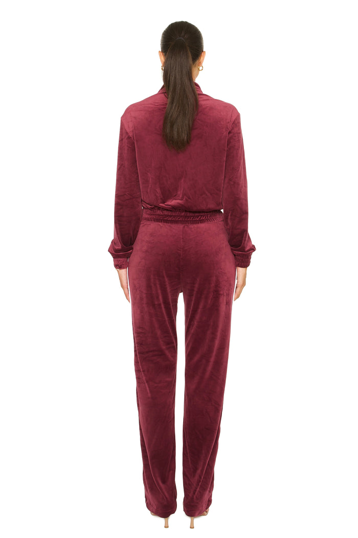 Velour Los Angeles Tracksuit Burgundy