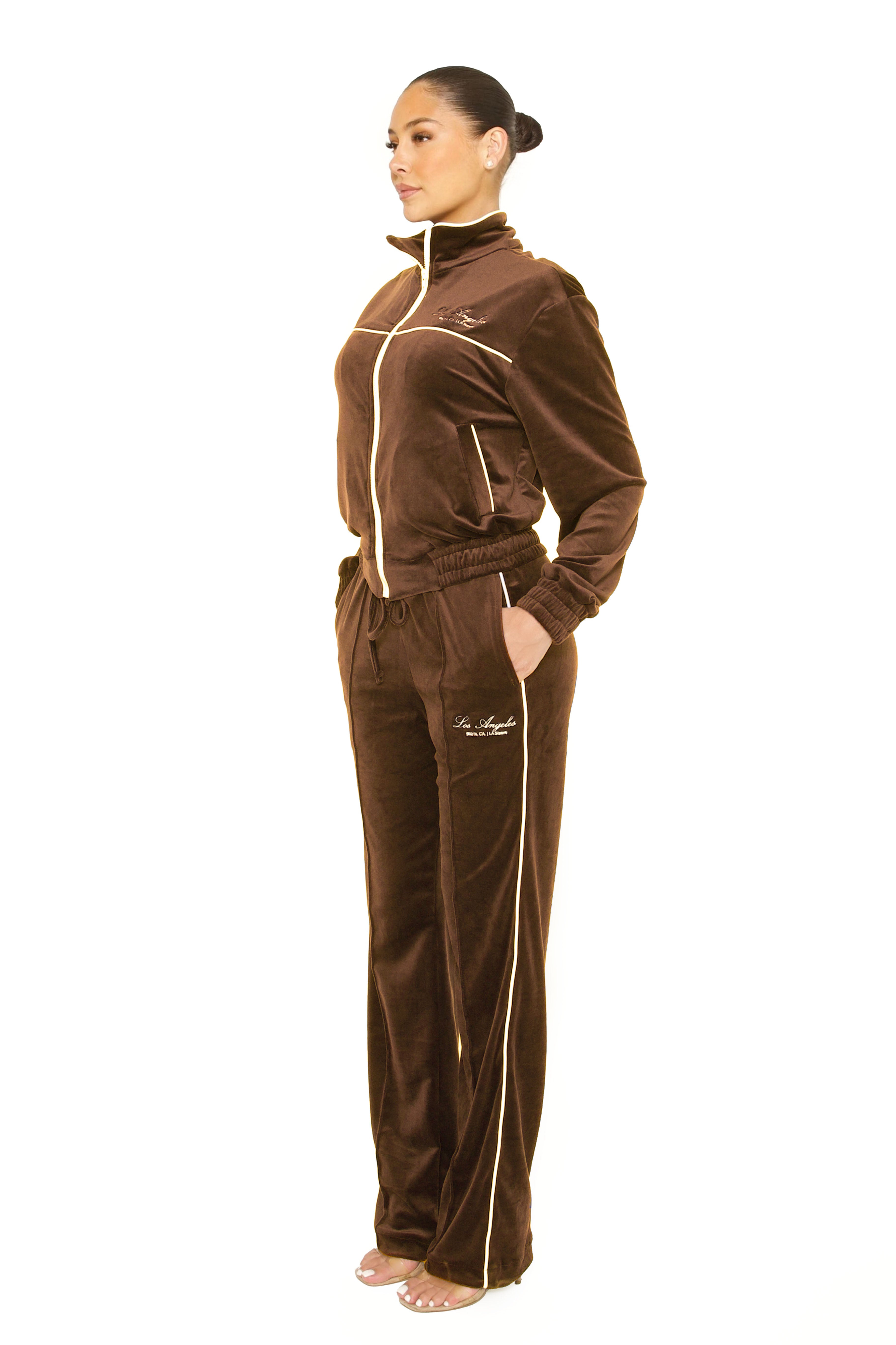 Velour Los Angeles Tracksuit Brown