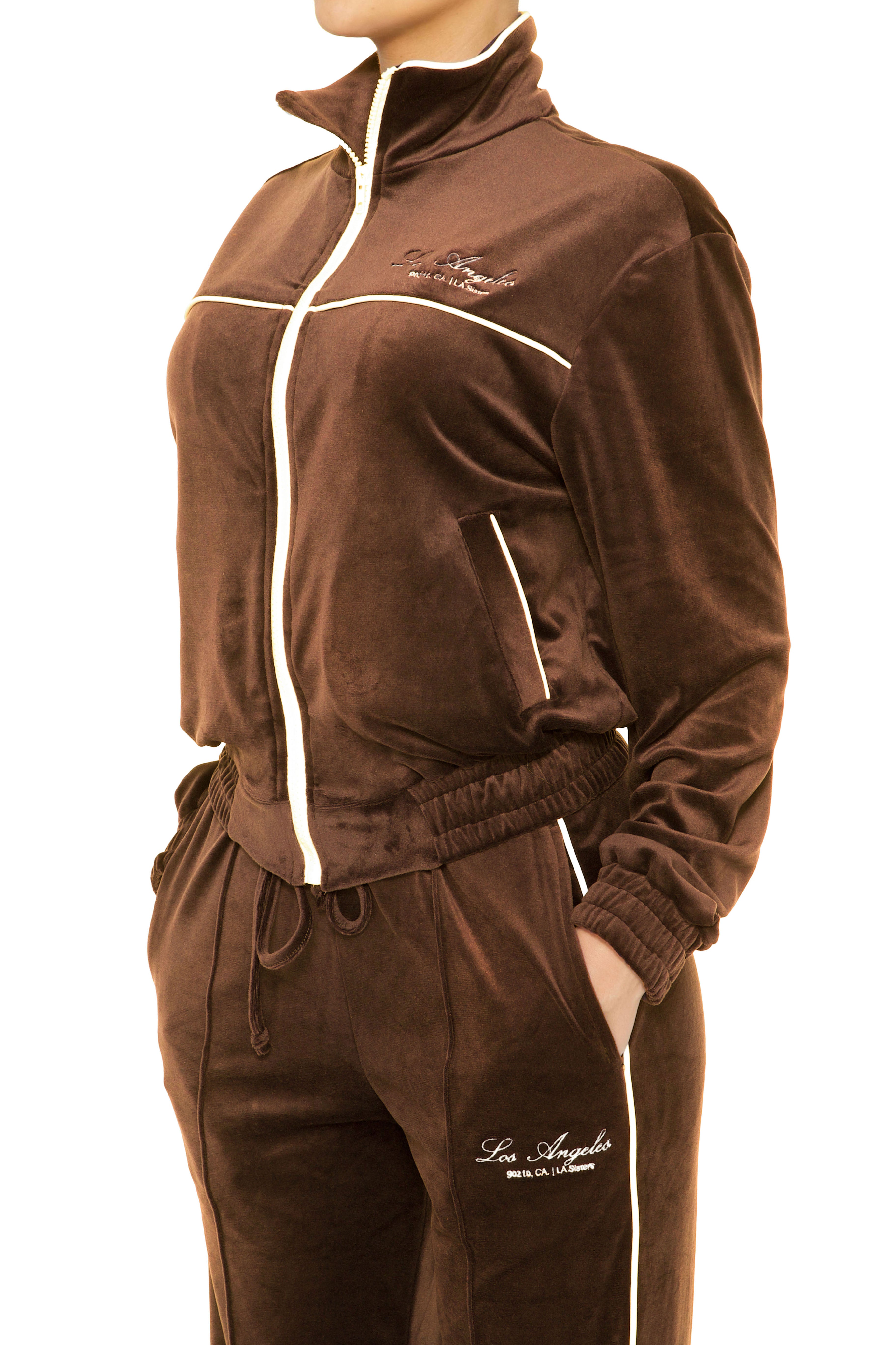 Velour Los Angeles Tracksuit Brown