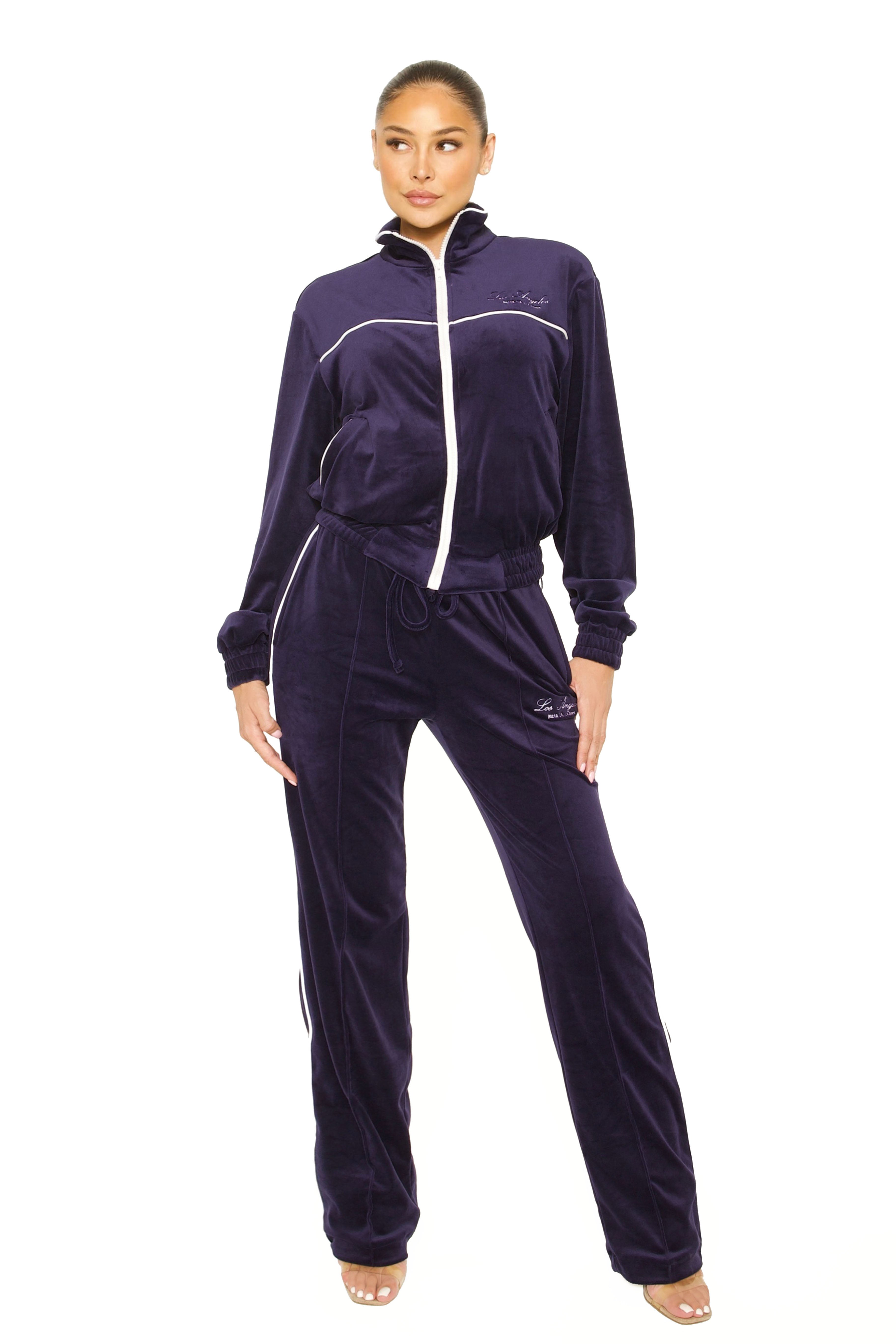 Velour Los Angeles Tracksuit Navy