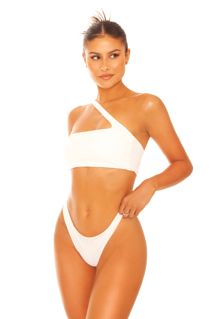 Diagonal Bandeau Bikini White