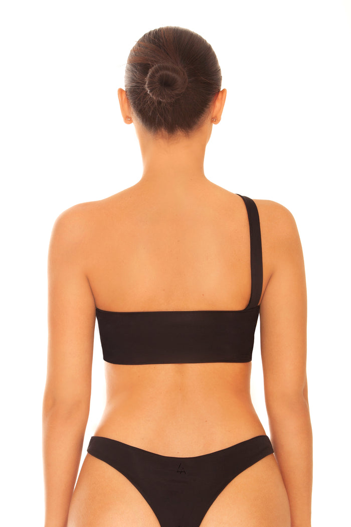 Diagonal Bandeau Bikini Black