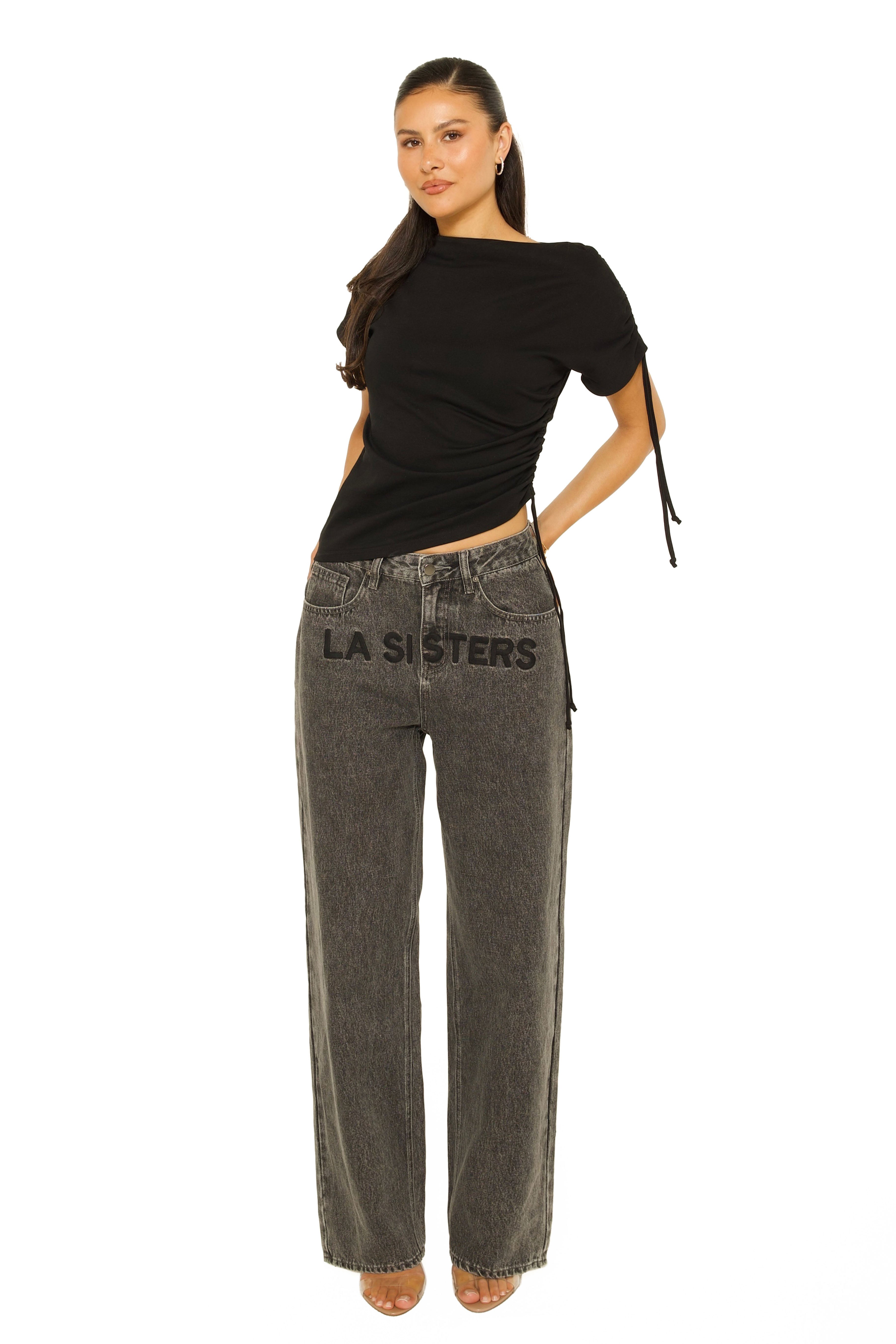 Embroidered Signature Jeans Grey
