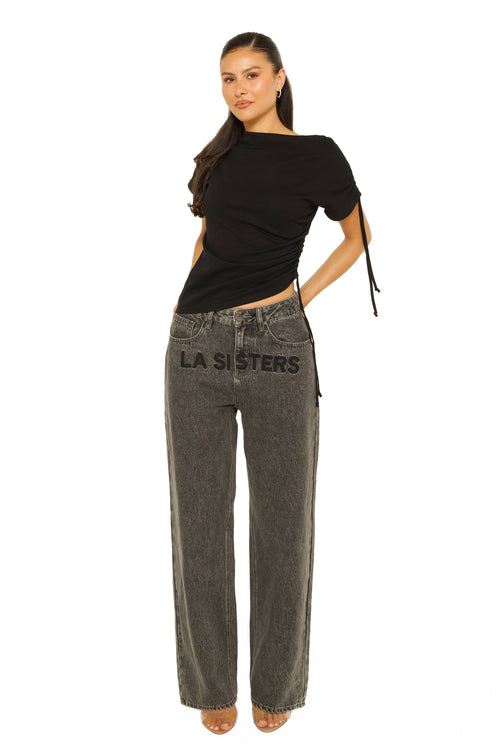 Embroidered Signature Jeans Grey