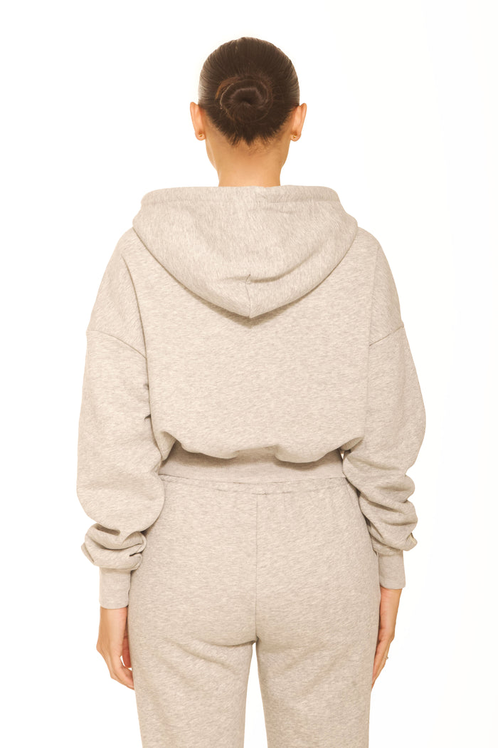 Essential Cropped Hoodie Light Grey