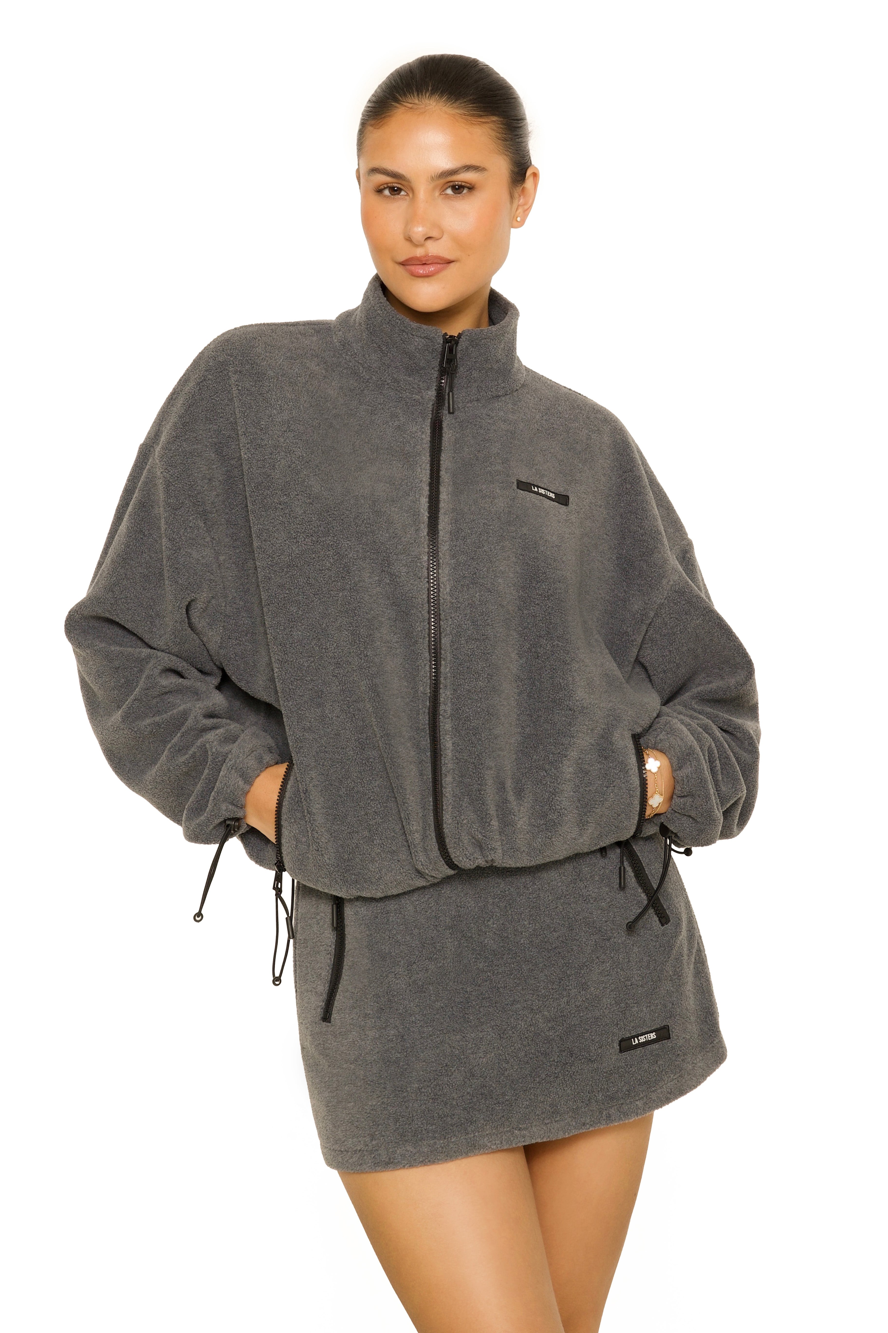 Fleece Mini Skirt Grey