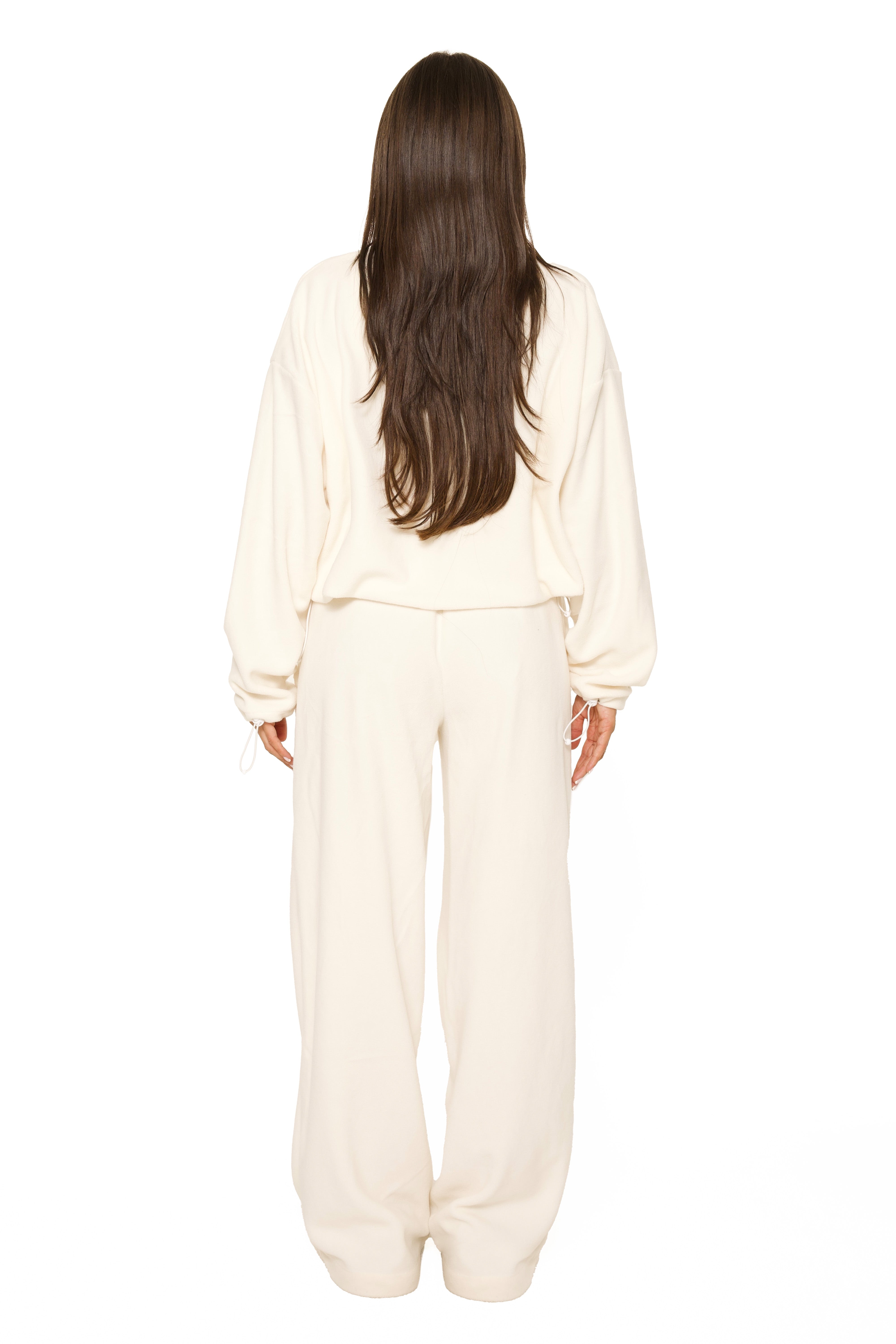Fleece Straight Leg Pants Cream