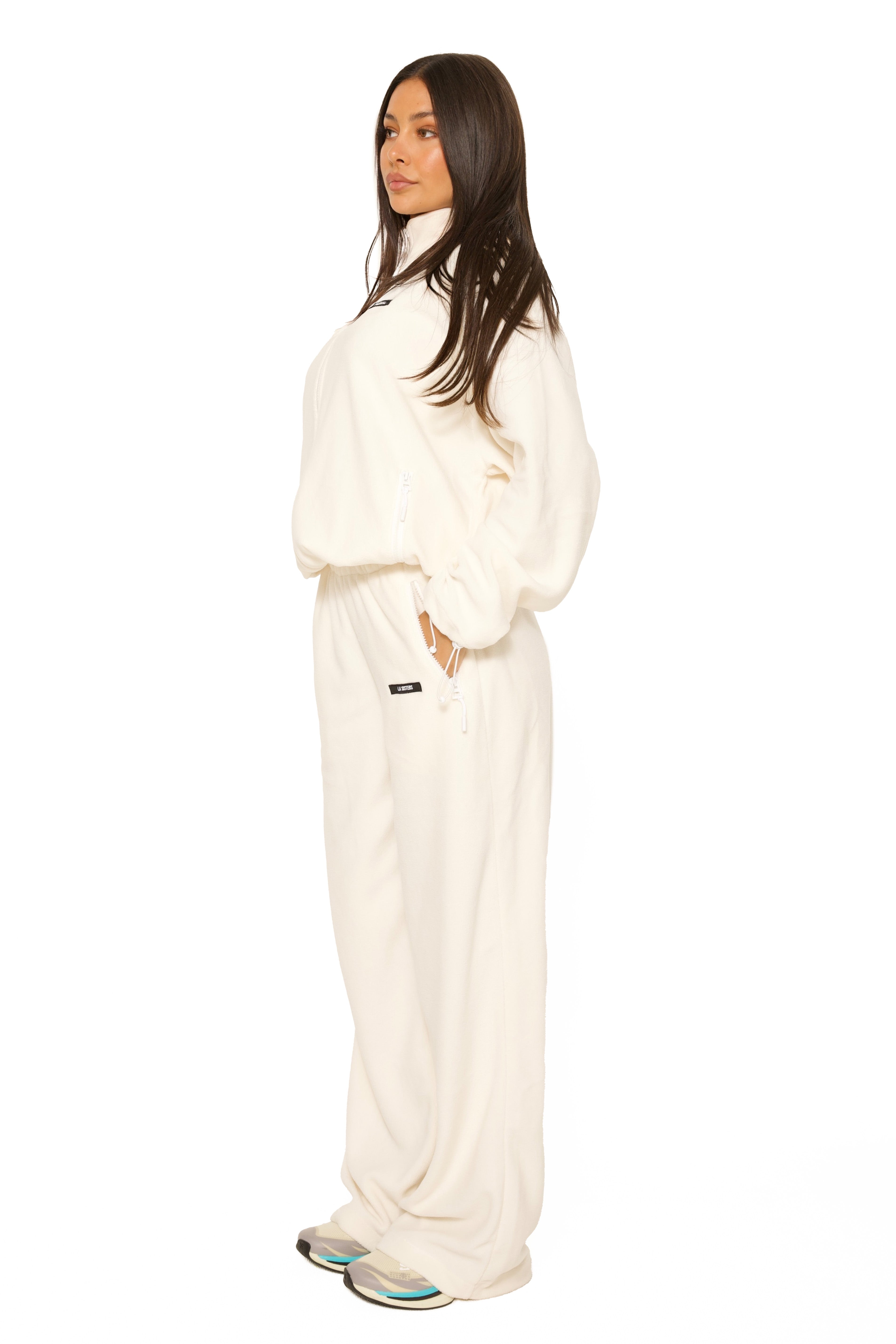 Fleece Straight Leg Pants Cream