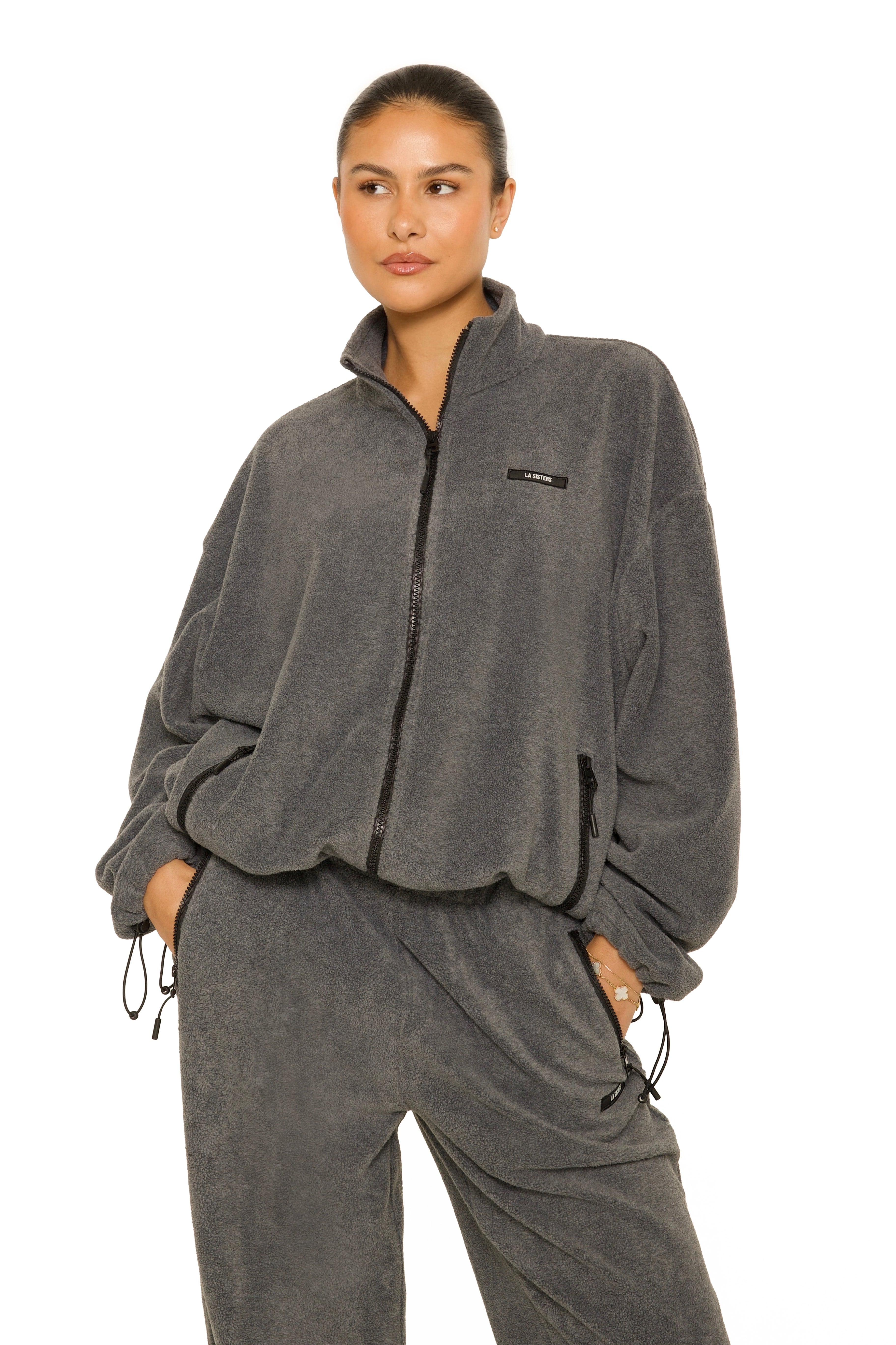 Fleece Zip Up Jacket Grey