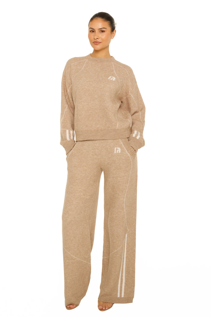 Knitted Sporty Sweatsuit Beige