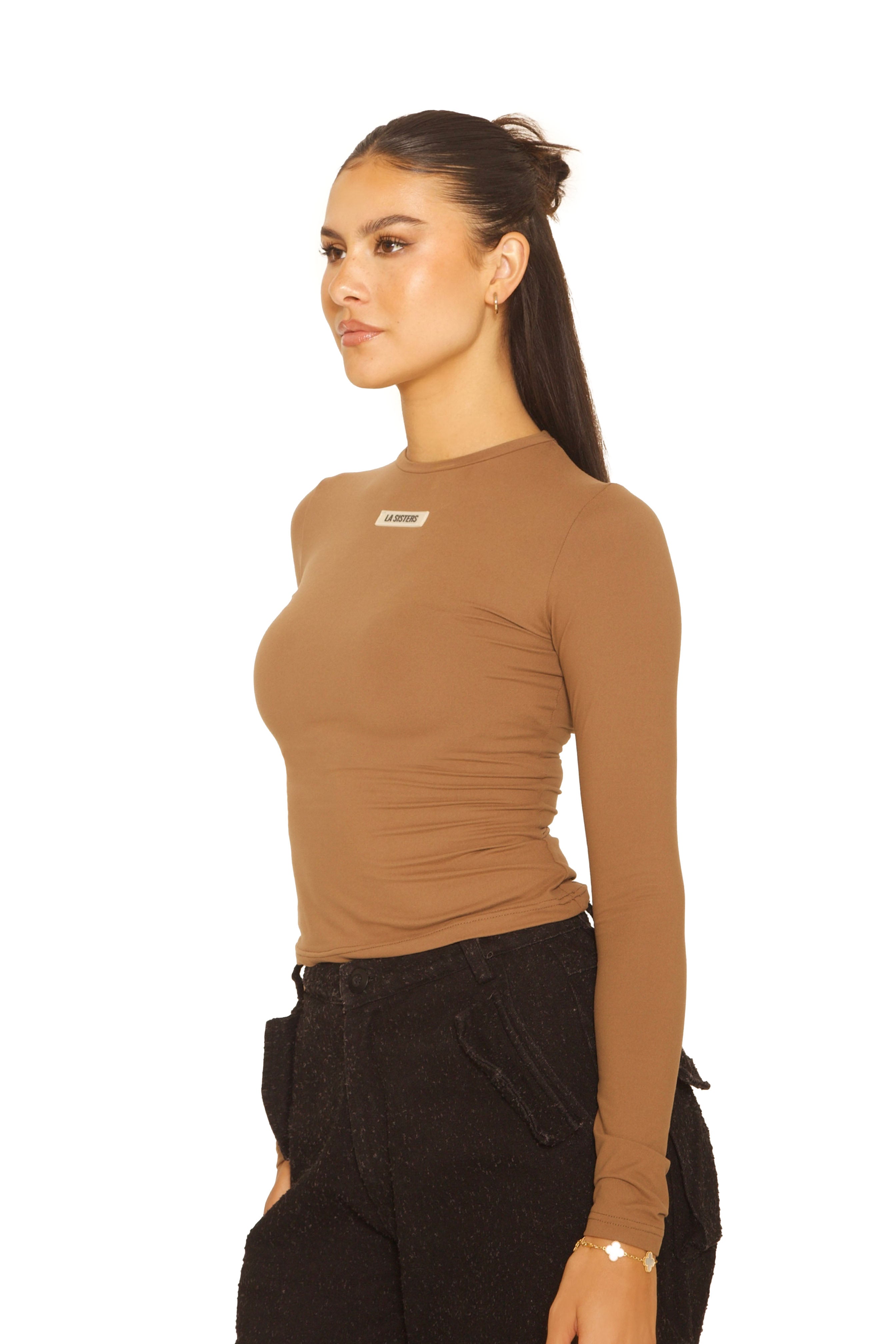 Long Sleeve Essential Top Brown