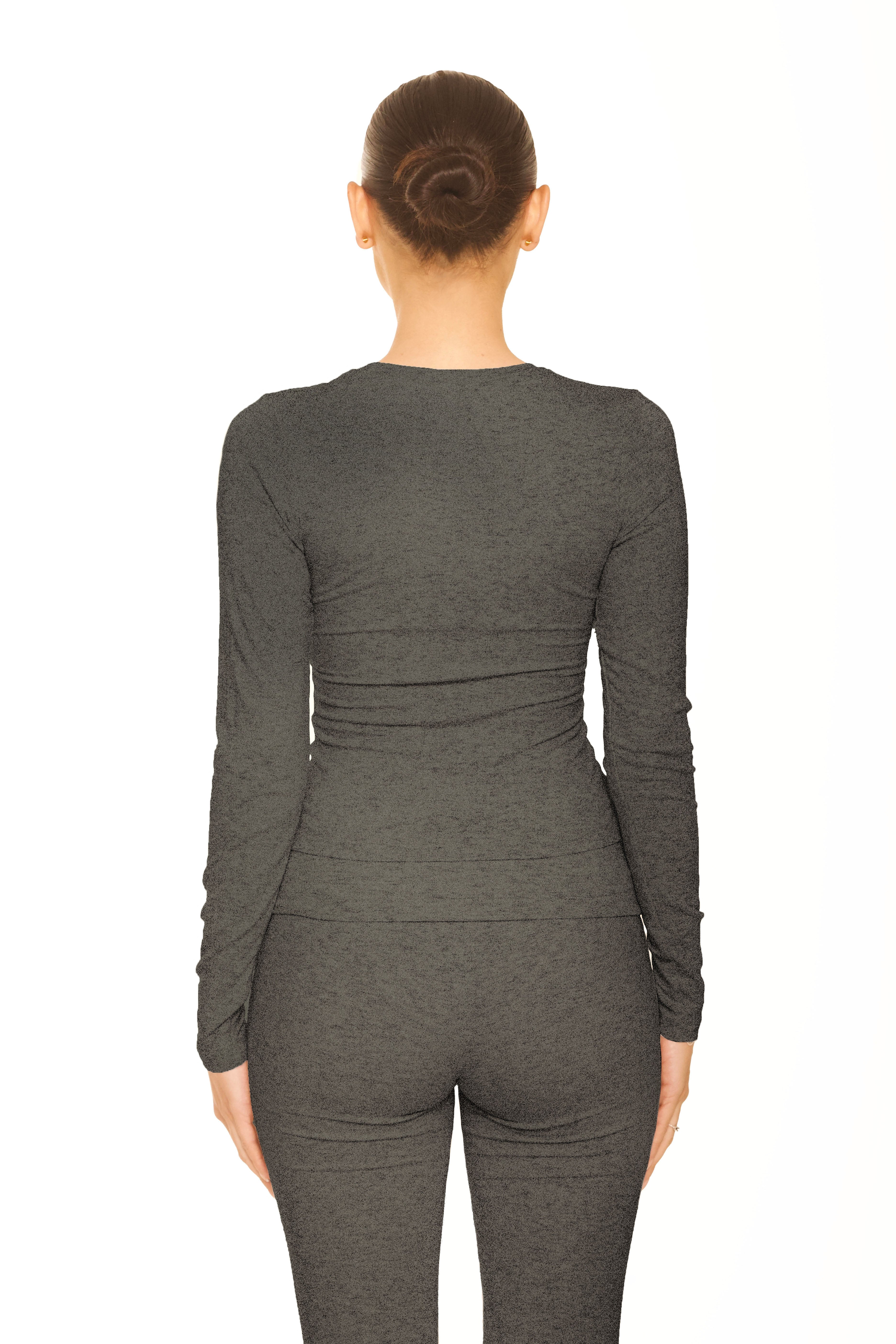 Long Sleeve Lounge Top Dark Grey