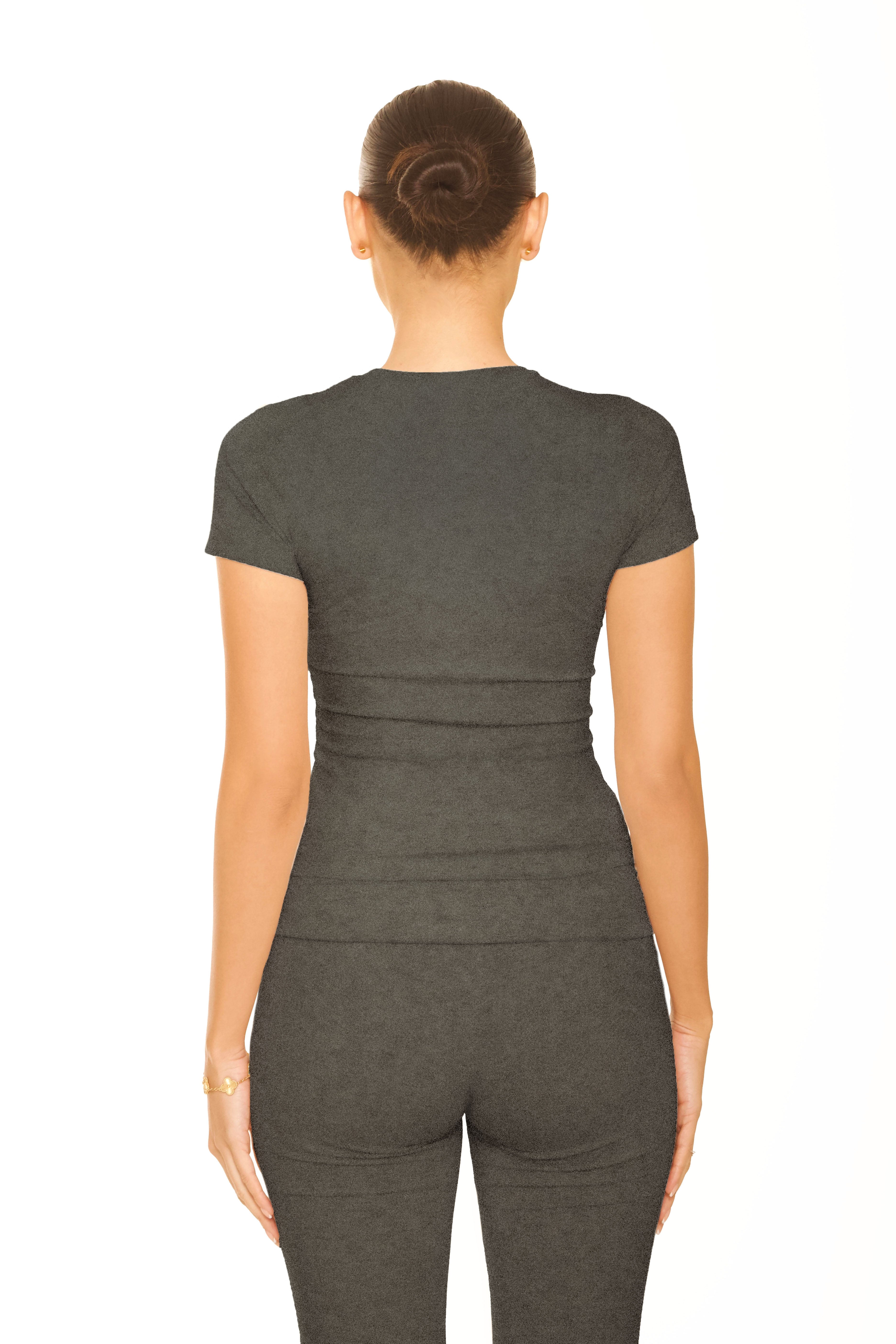 Short Sleeve Lounge Top Dark Grey