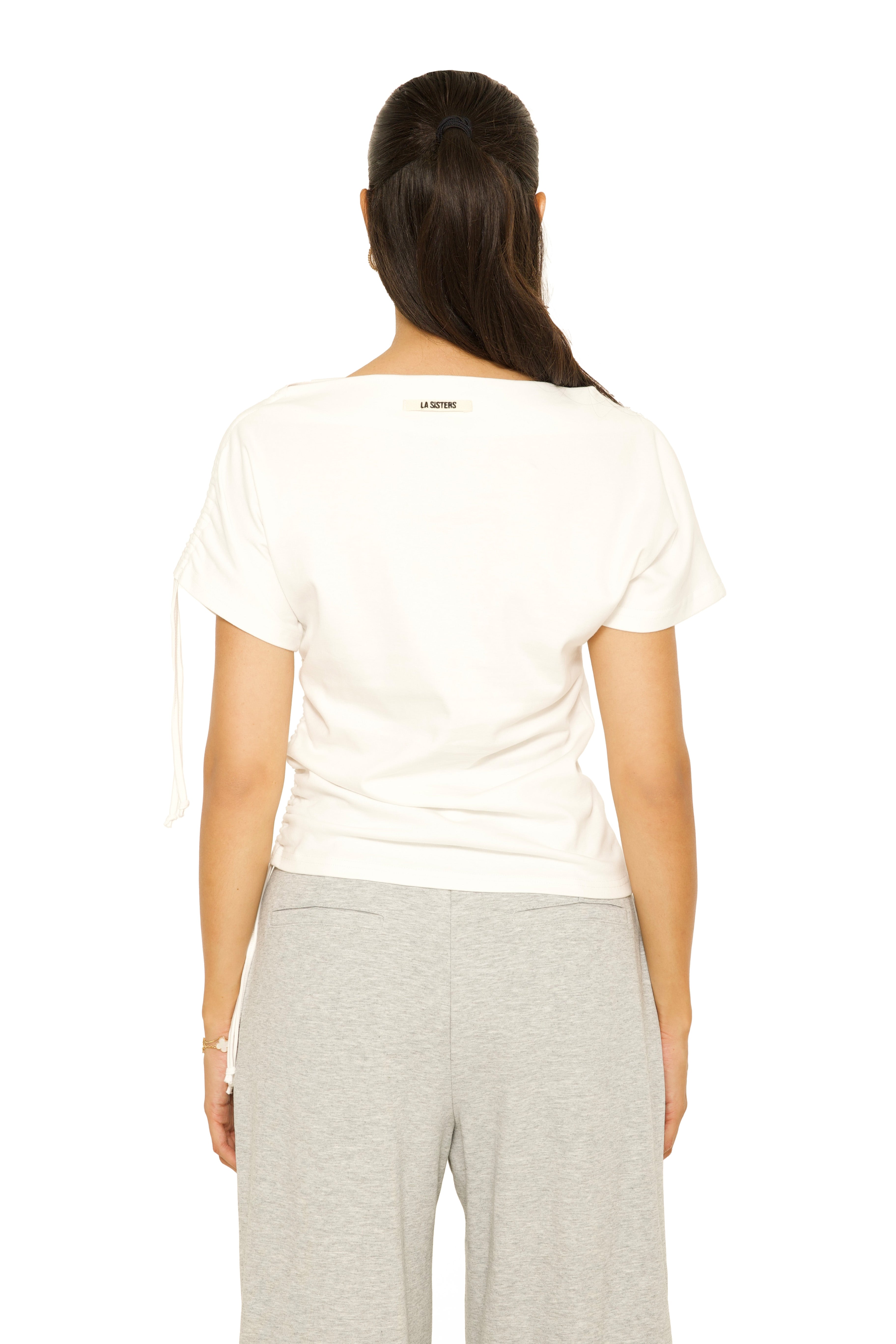 Off-Shoulder String Top White