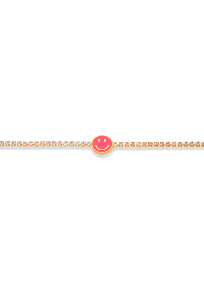 Rhinestone Smiley Bracelet Pink