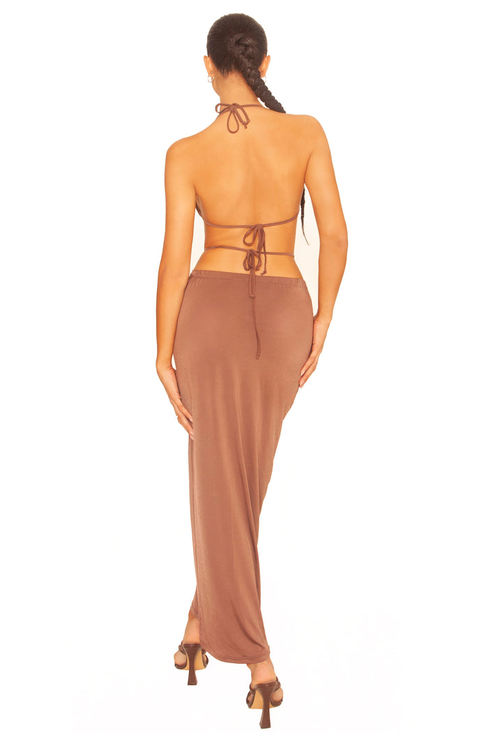 Ruched Maxi Two Piece Brown