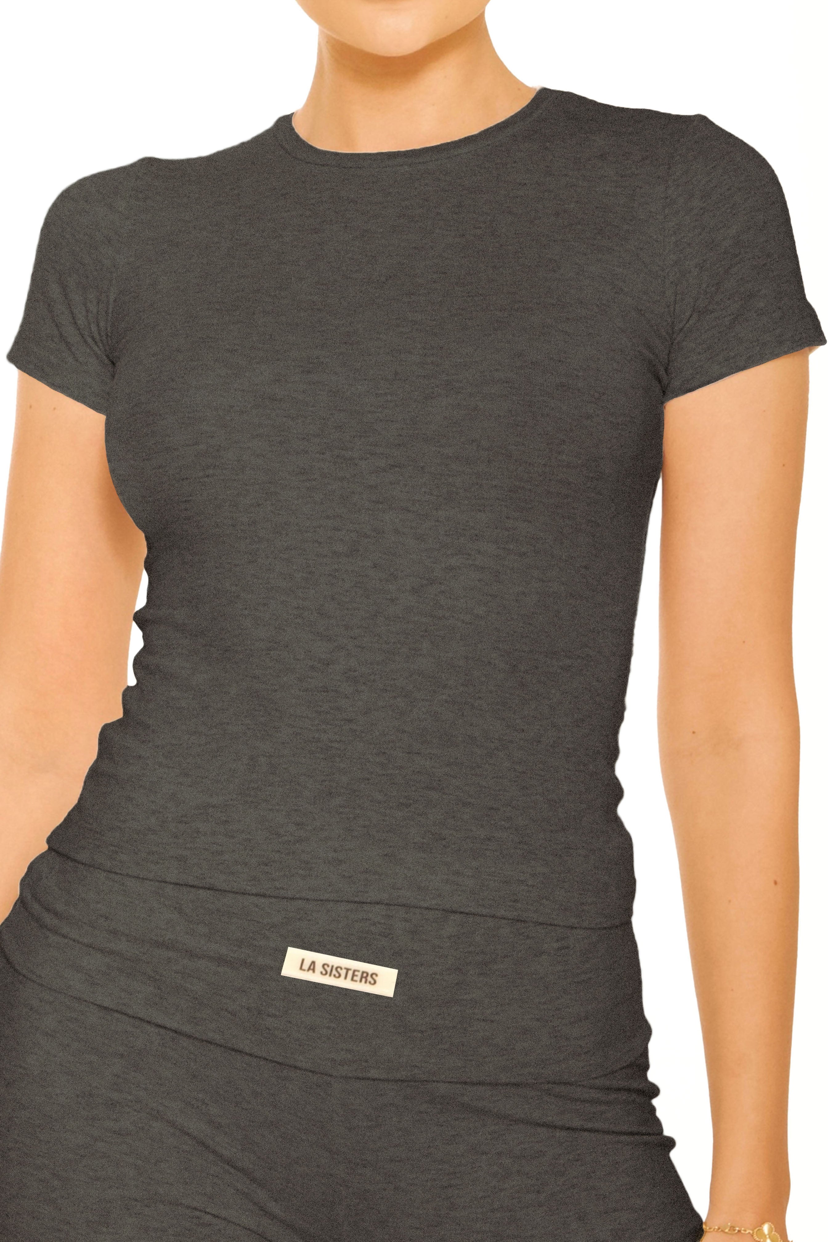 Short Sleeve Lounge Top Dark Grey