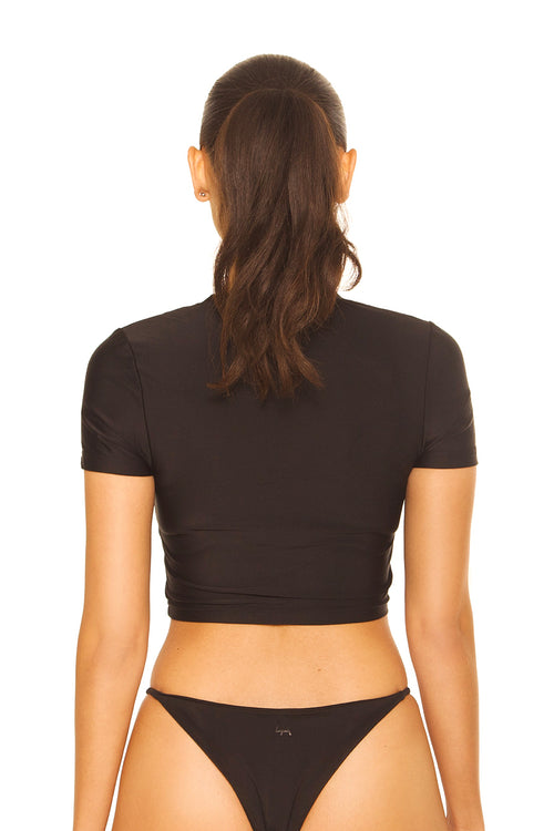 Crop Swim Top Black LA Sisters