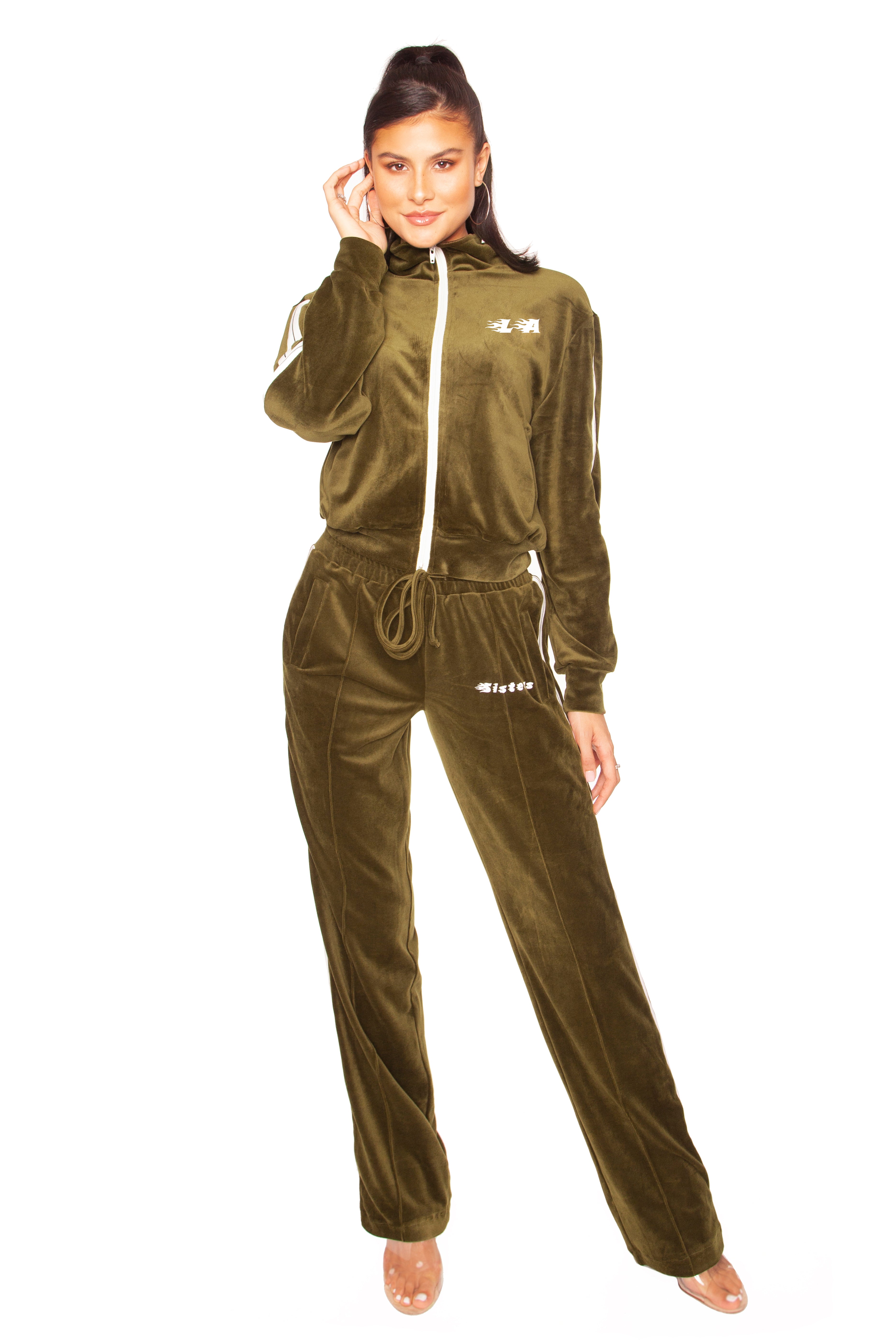 Velvet Flame Tracksuit Army