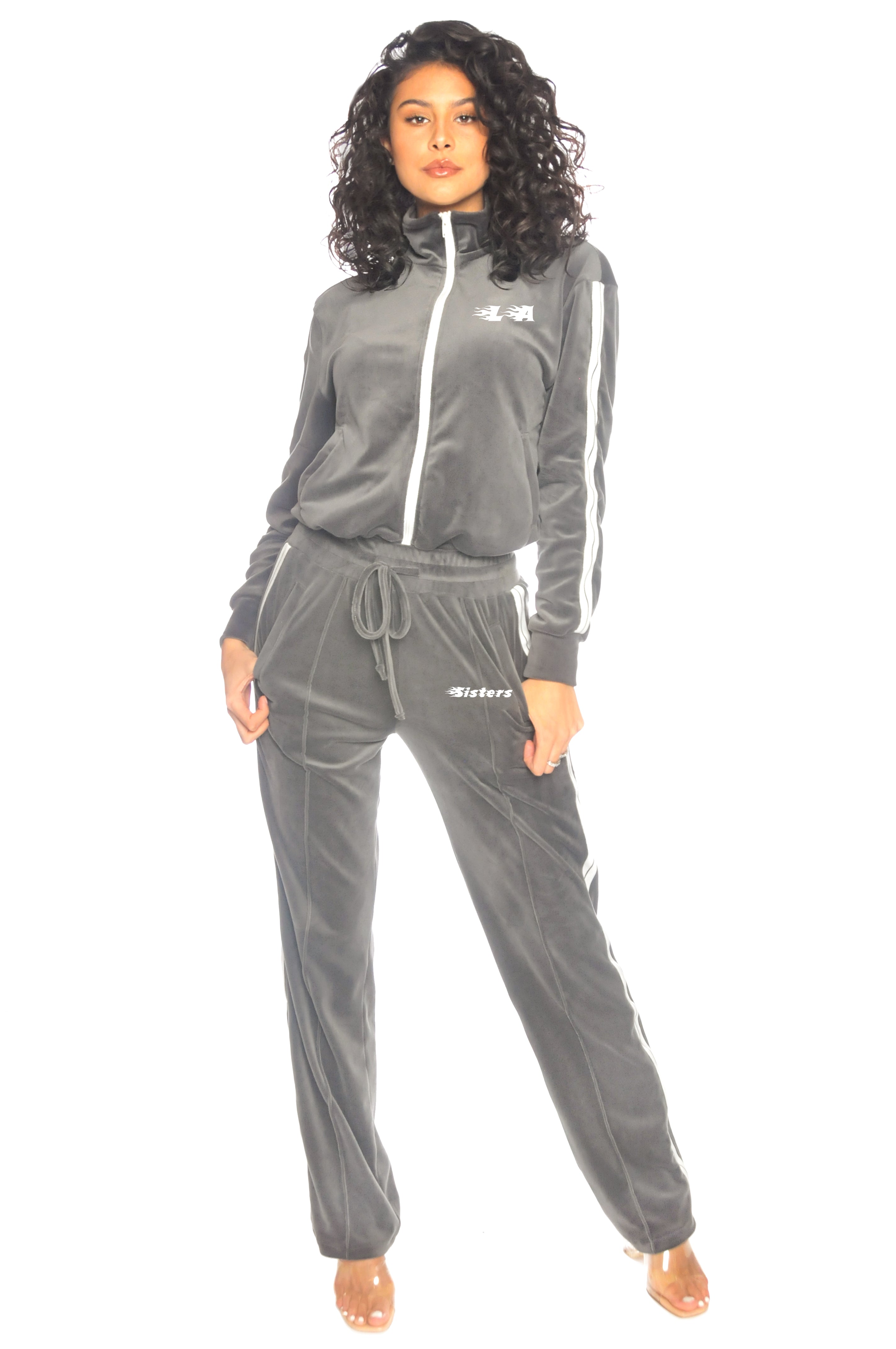 Velvet Flame Tracksuit Grey