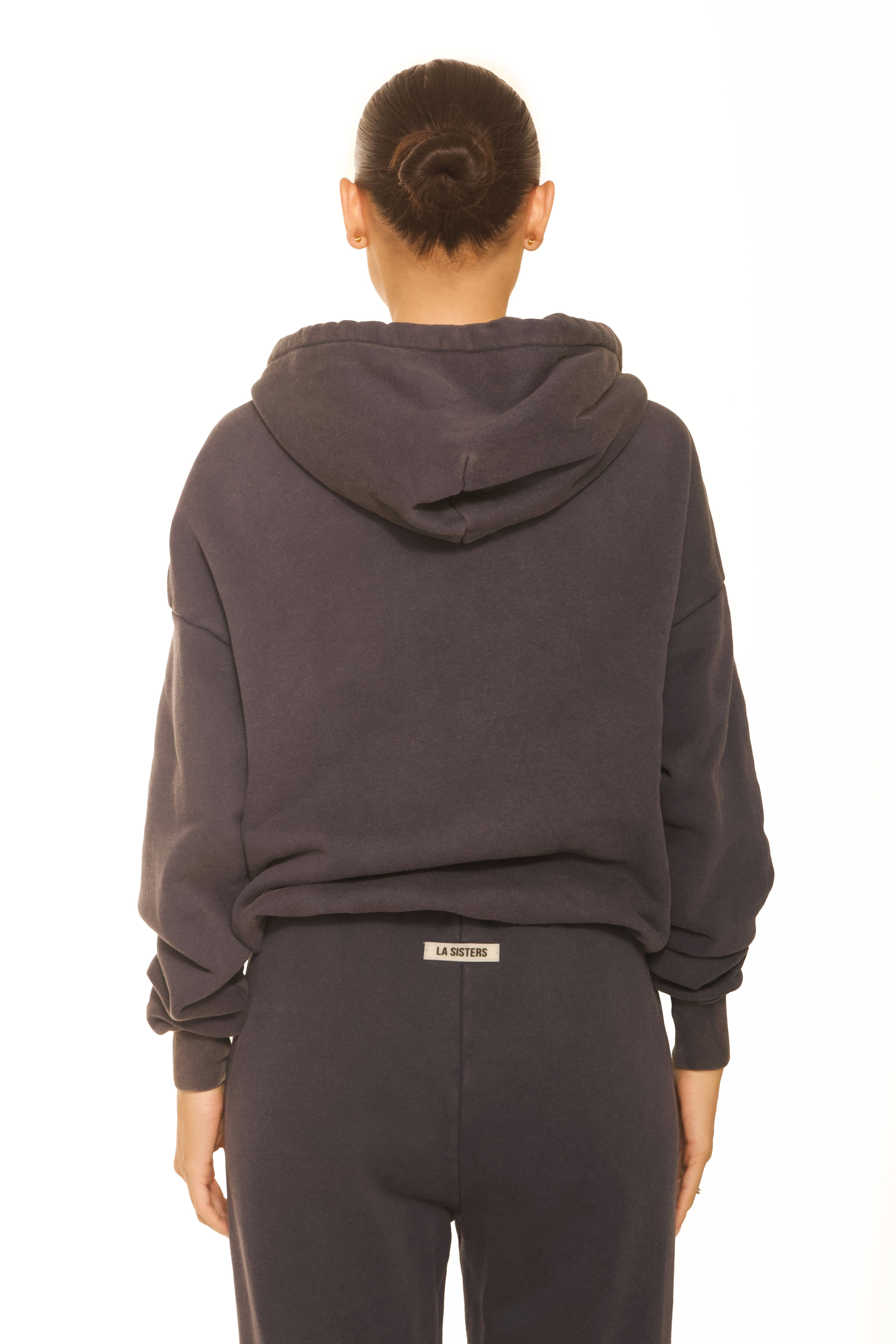 Vintage Oversized Zipper Hoodie Navy