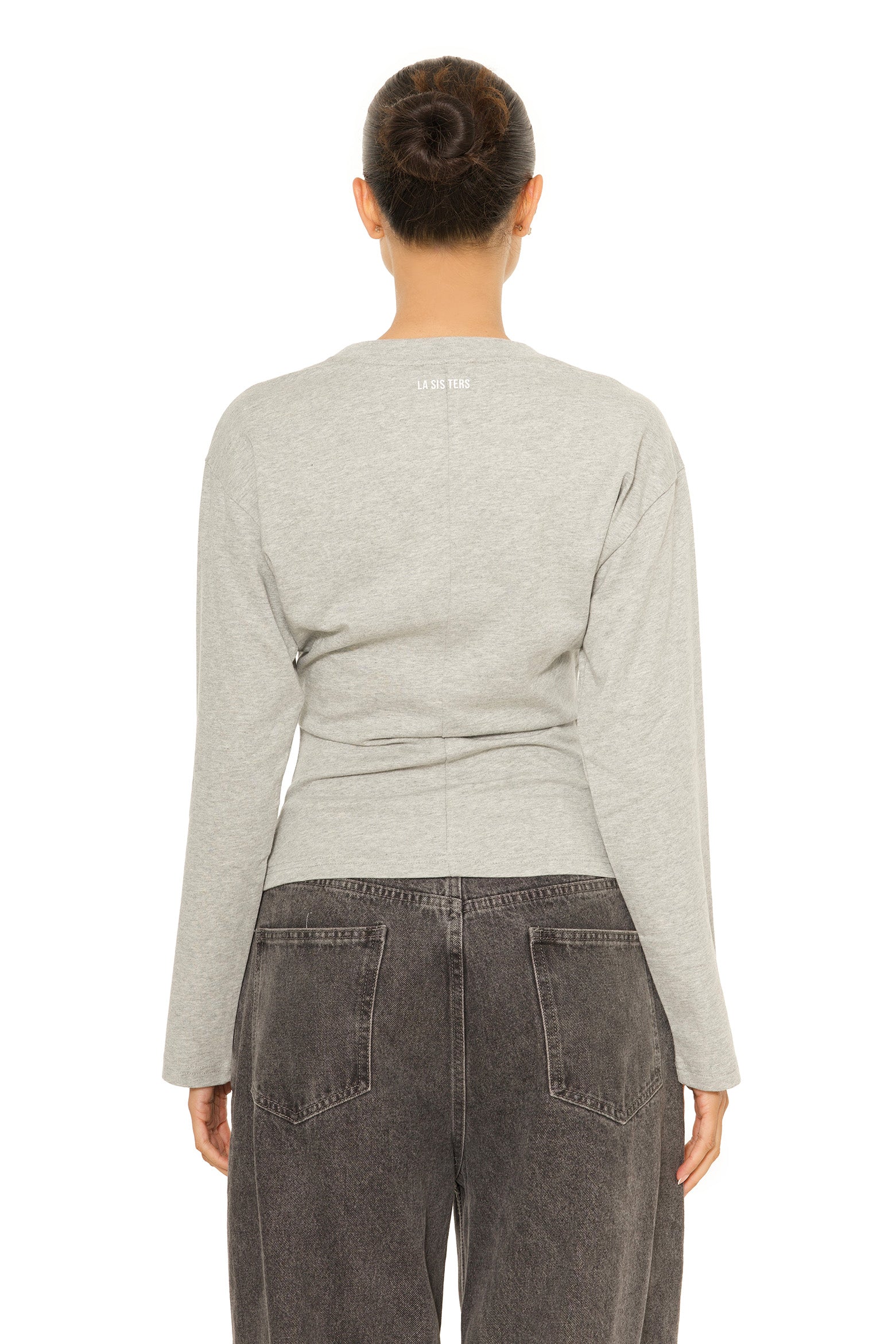 Long Sleeve Oversized Waist Tee Grey