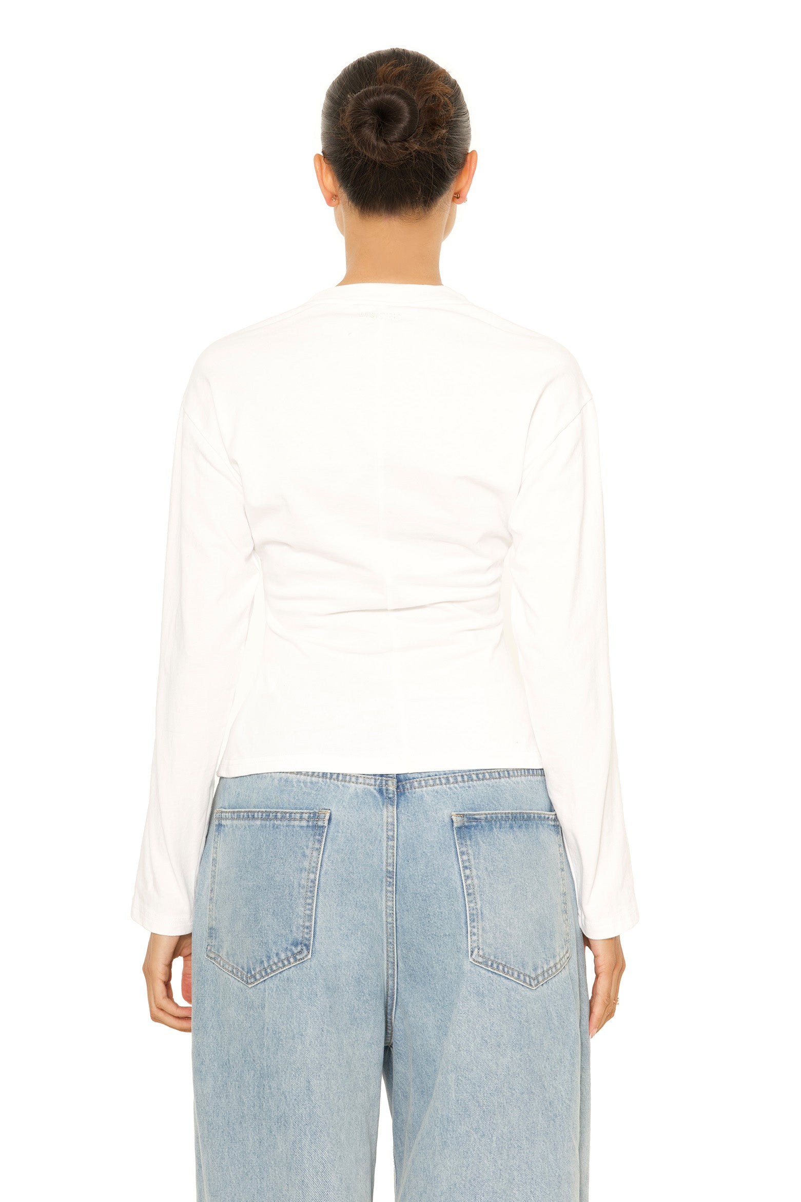 Long Sleeve Oversized Waist Tee White