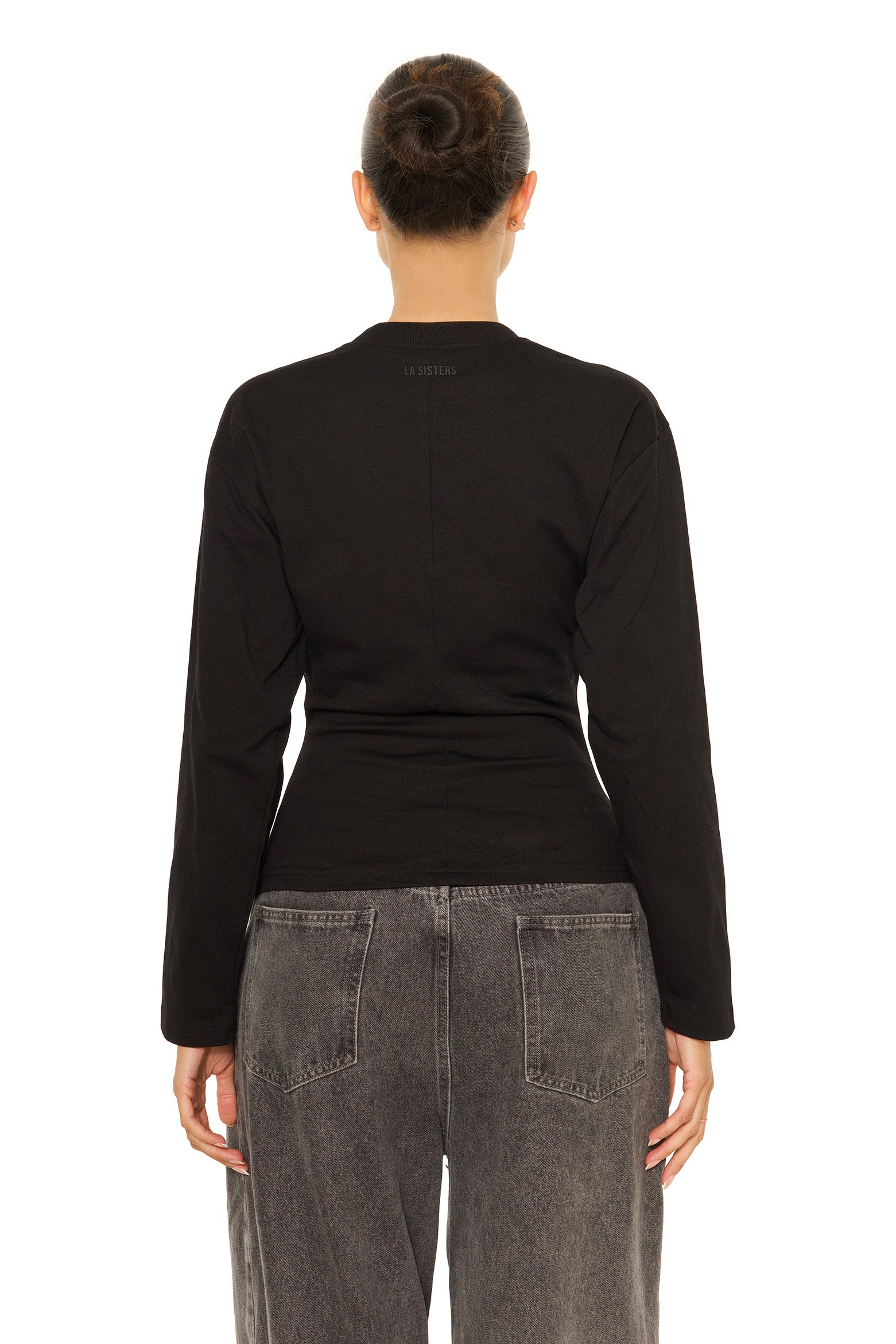Long Sleeve Oversized Waist Tee Black