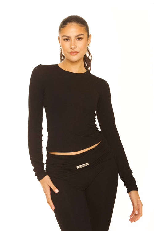 Long Sleeve Lounge Top Black