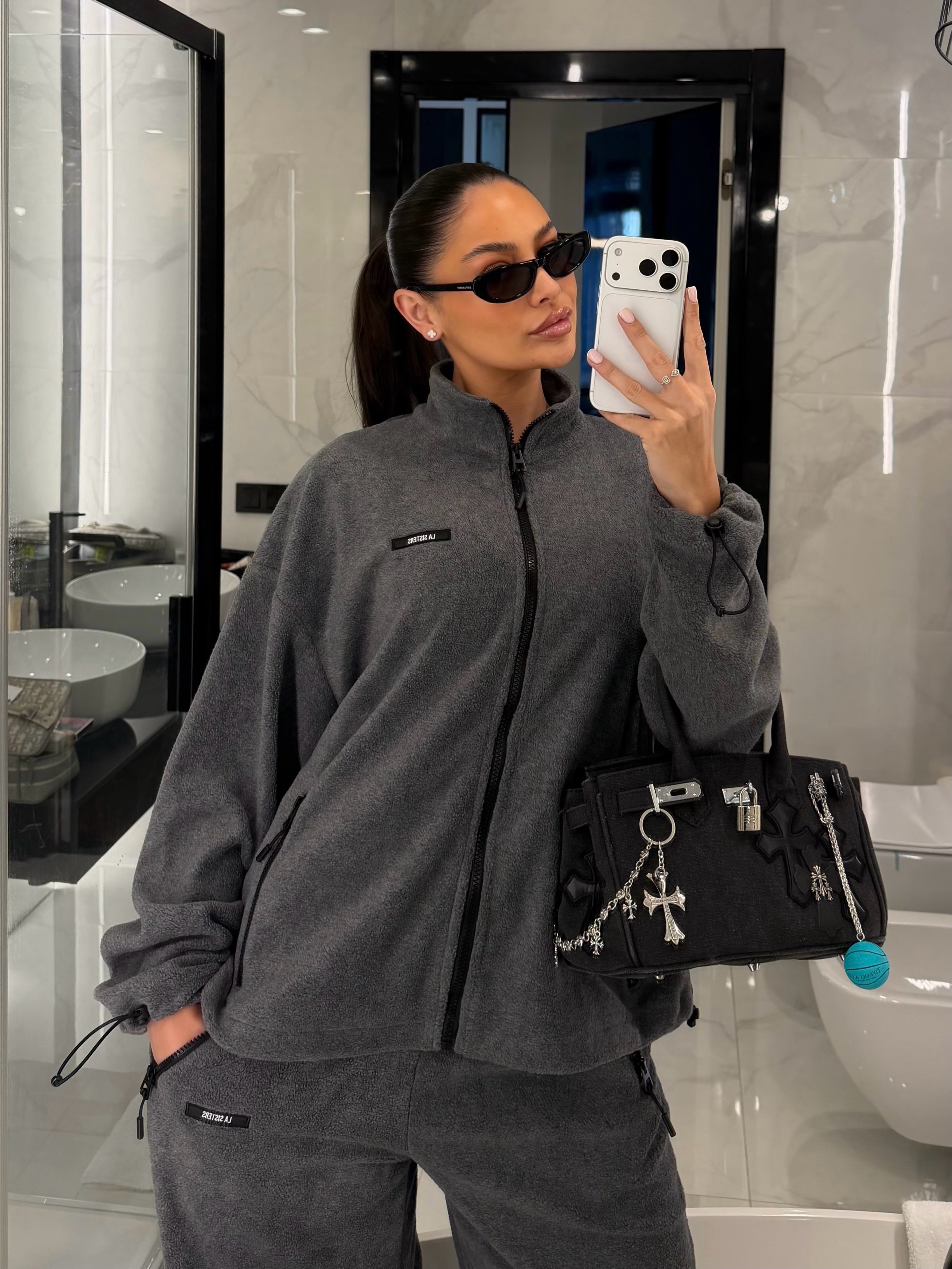 Fleece Zip Up Jacket Grey