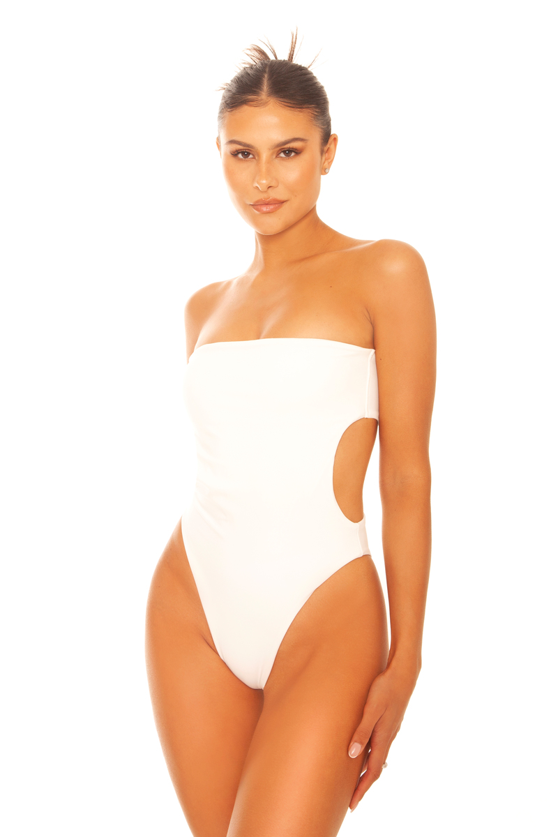 Strapless Bandeau Swimsuit White